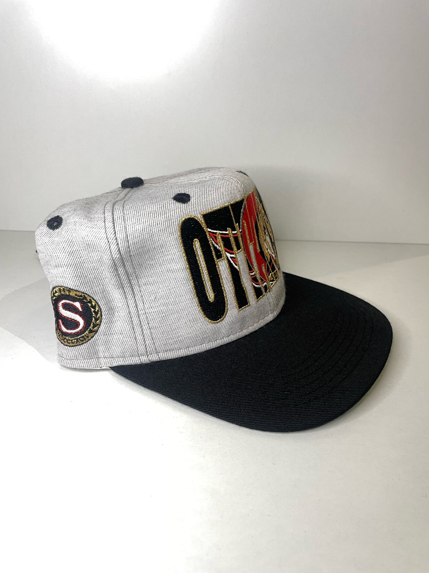 VINTAGE 90s OTTAWA SENATORS #1 APPAREL DRAWSTRING CAP HAT