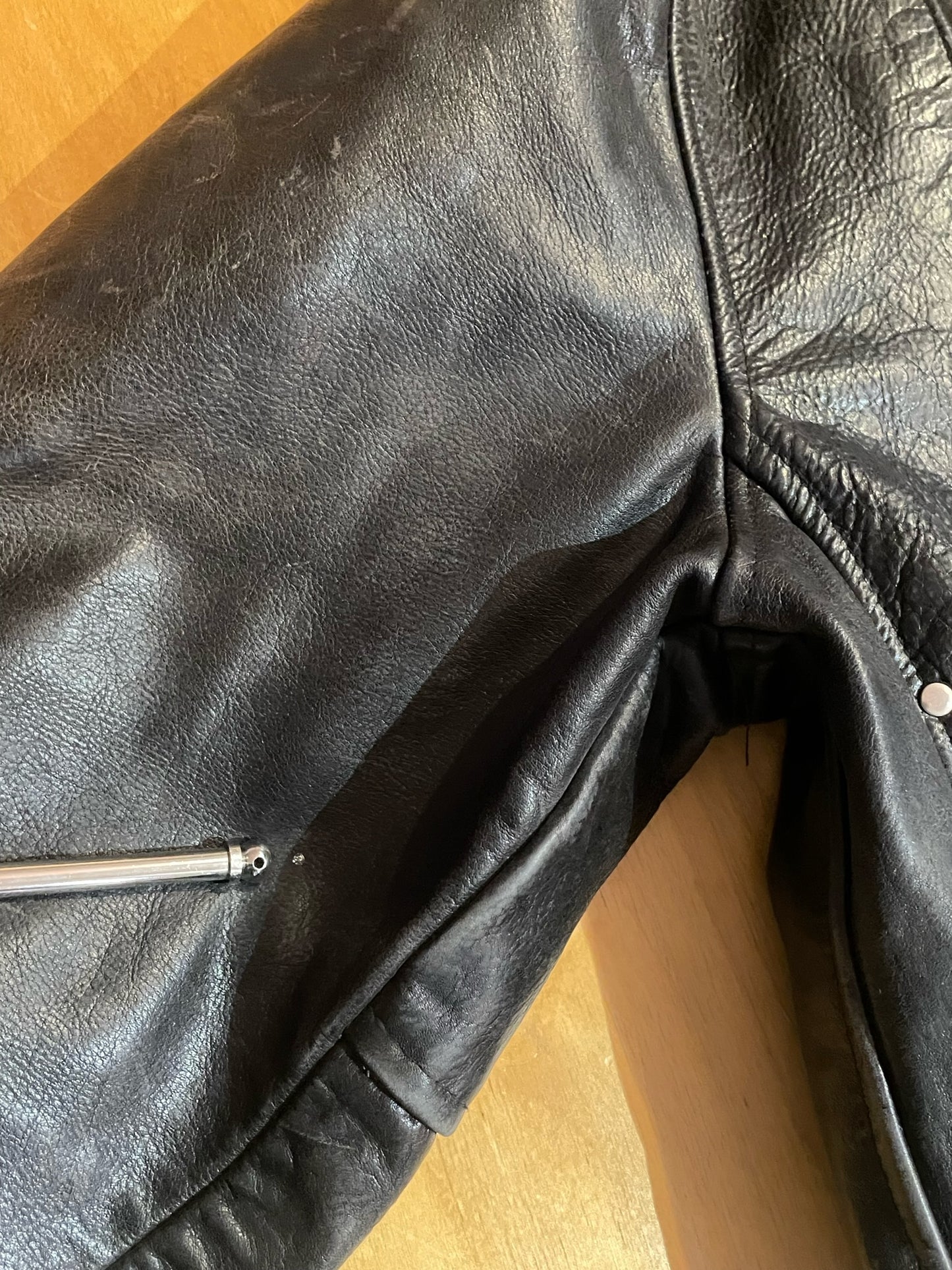 VINTAGE REDSKINS "RIDERS" MOTORCYCLE LEATHER JACKET SZ: XL