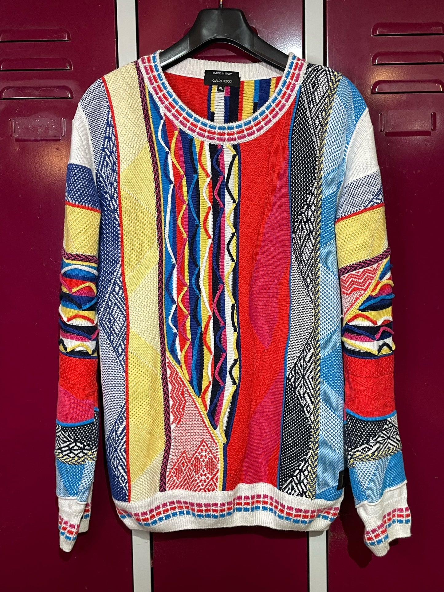 CARLO COLUCCI MADE IN ITALY MULTICOLORS KNIT PULLOVER SZ: XL
