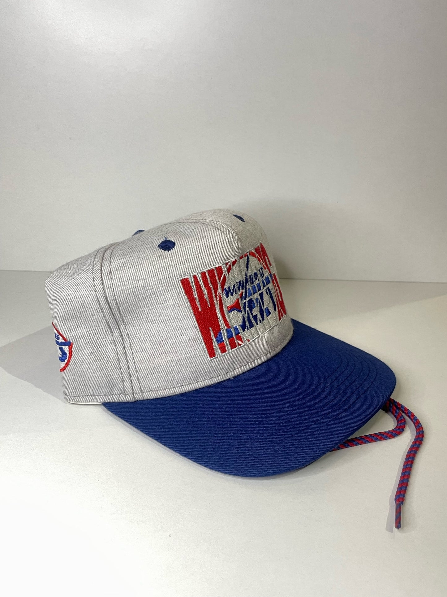 VINTAGE 90s WINNIPEG JETS #1 APPAREL DRAWSTRING CAP HAT