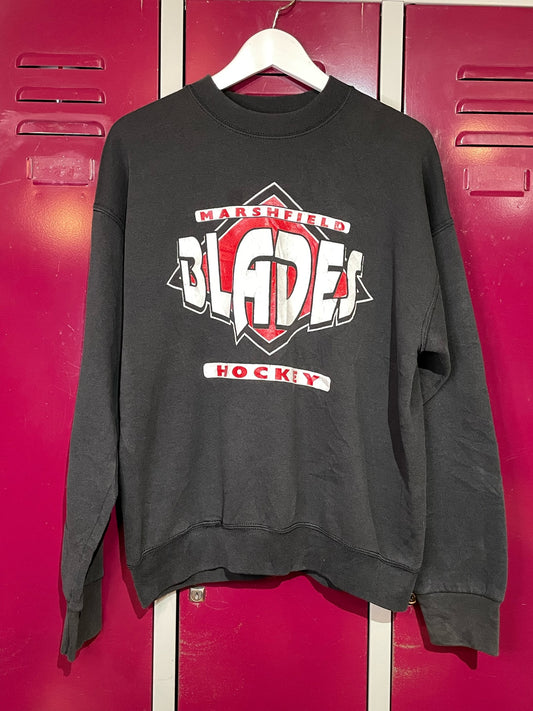 VINTAGE 90s MARSHFIELD BLADES HOCKEY CREWNECK SWEATSHIRT SZ: L