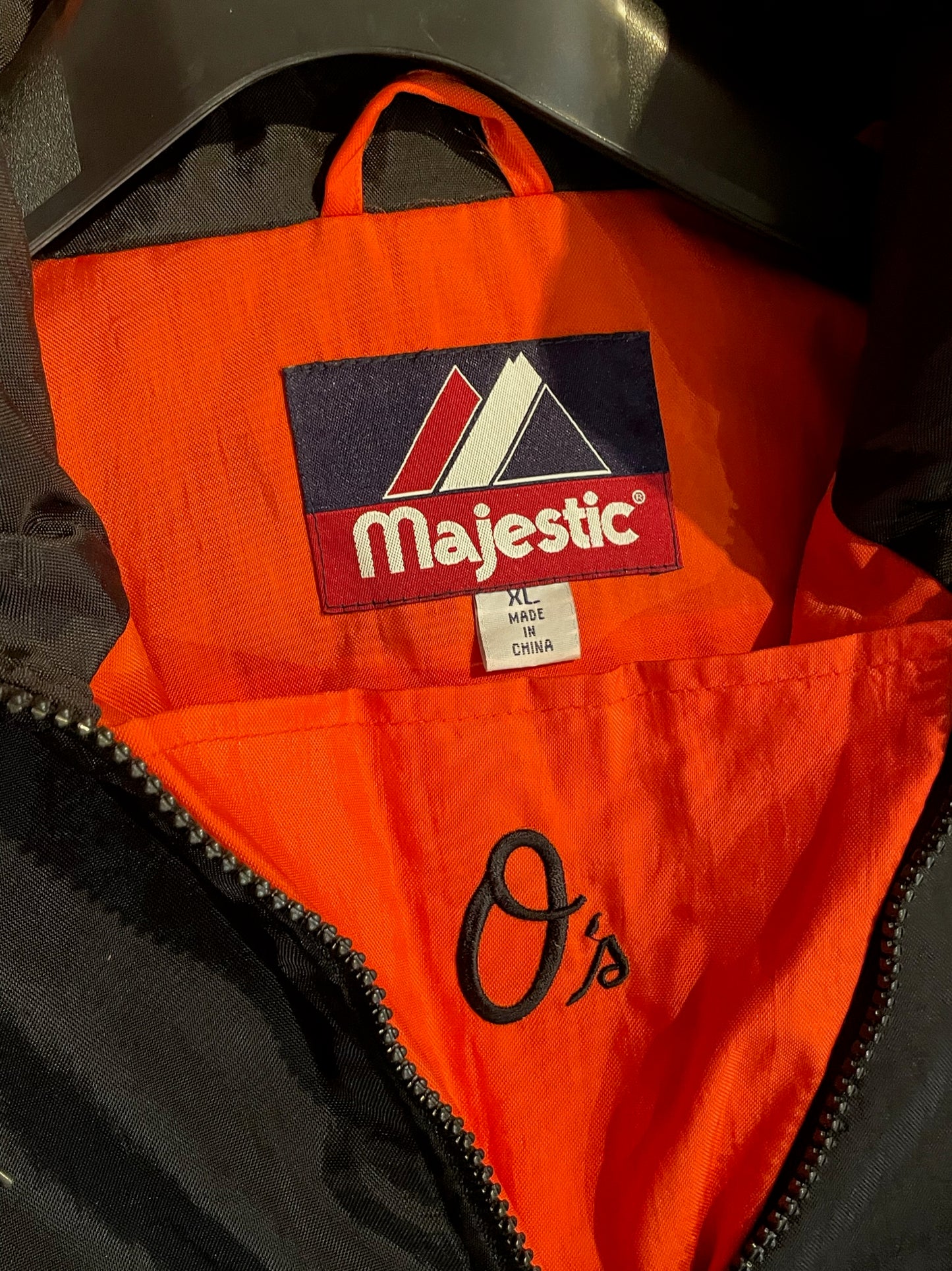 VINTAGE 90s MAJESTIC BALTIMORE ORIOLES HOODED JACKET SZ: XL
