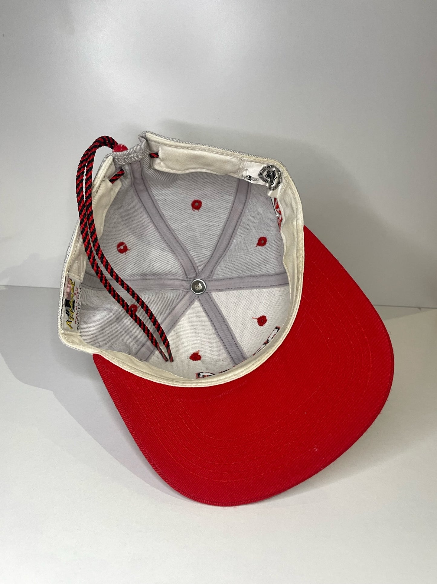 VINTAGE 90s NEW JERSEY DEVILS #1 APPAREL DRAWSTRING CAP HAT
