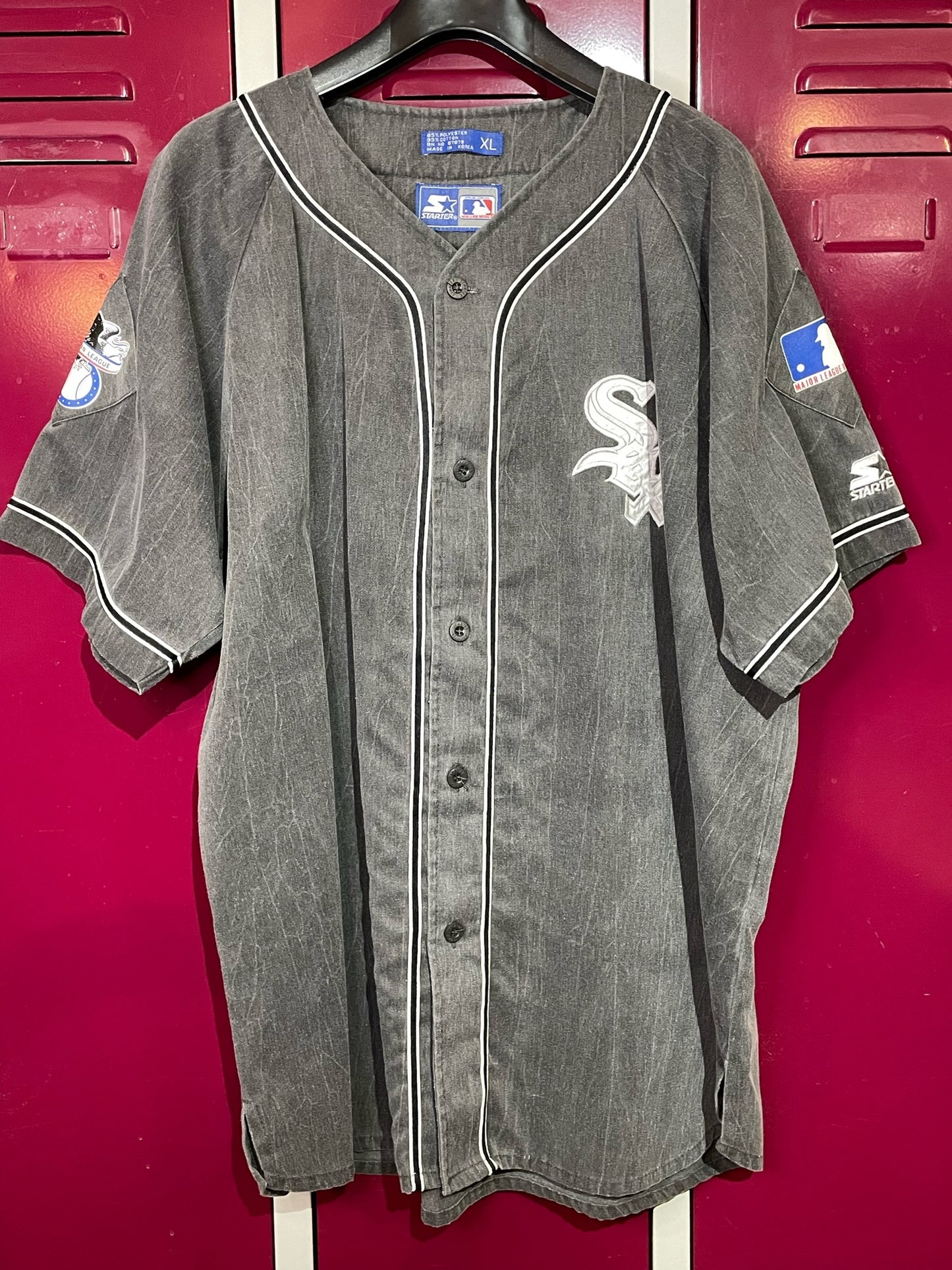 VINTAGE 90s STARTER CHICAGO WHITE SOX "DENIM" MLB BASEBALL JERSEY SZ: XL