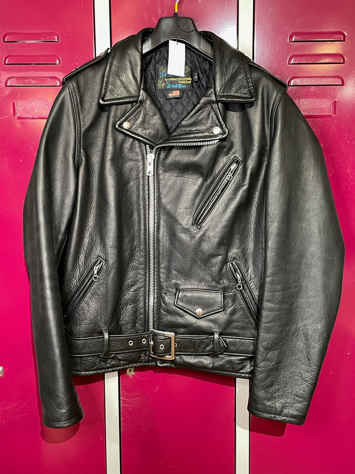 SCHOTT BROS. 519 PERFECTO "WAXY NATURAL COWHIDE 50'S" JACKET SZ: L