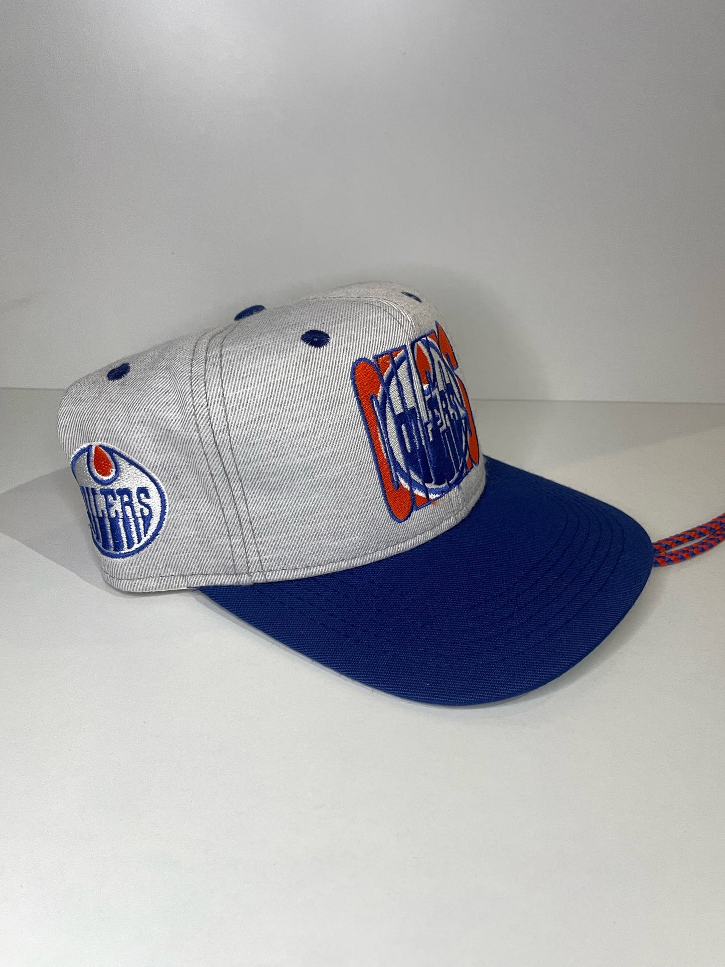 VINTAGE 90s EDMONTON OILERS #1 APPAREL DRAWSTRING CAP HAT