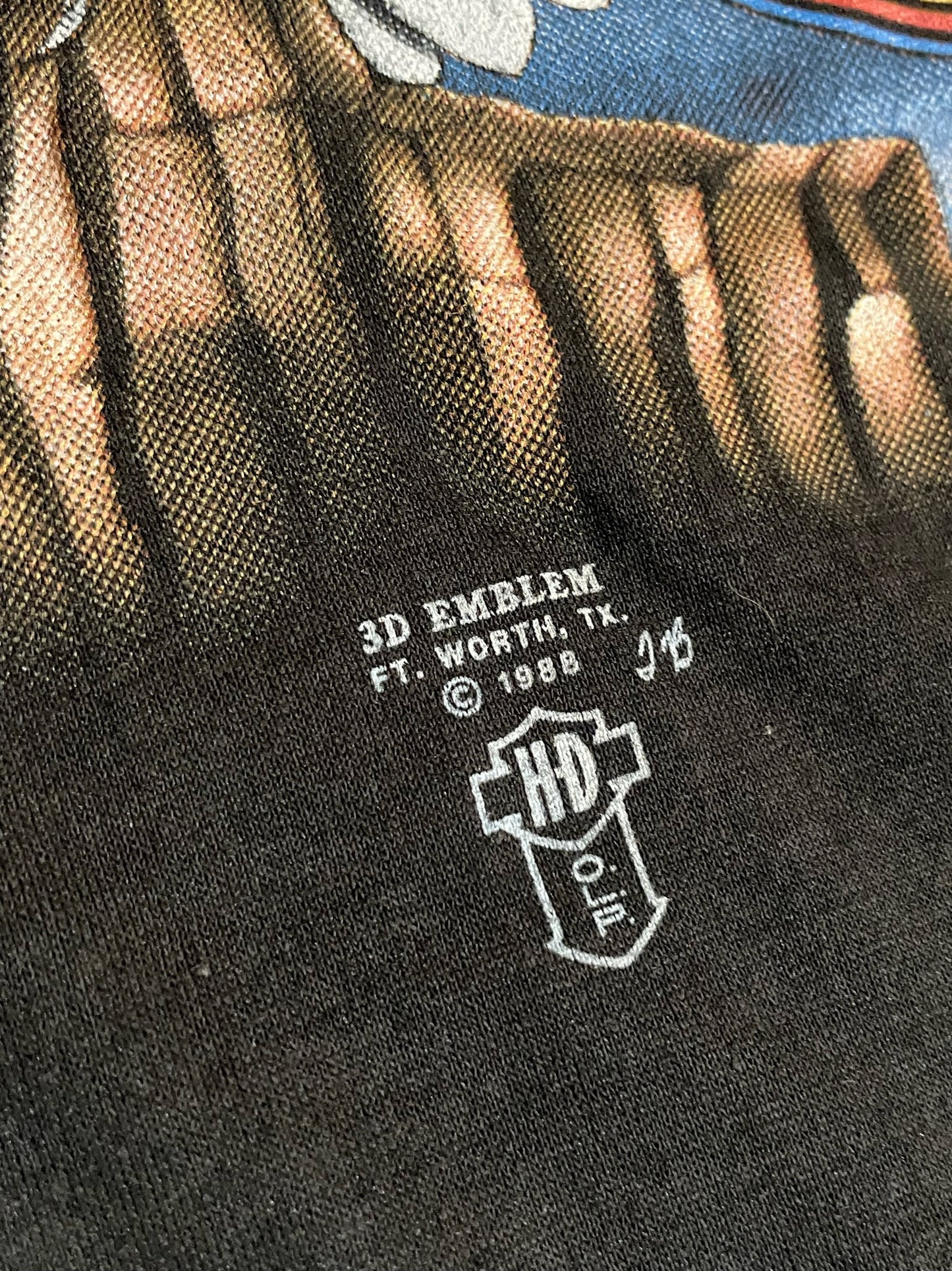 VINTAGE 1988 3D EMBLEM HARLEY DAVIDSON "AMERICAN LEGEND" MOTORCYCLES T-SHIRT SZ: XL