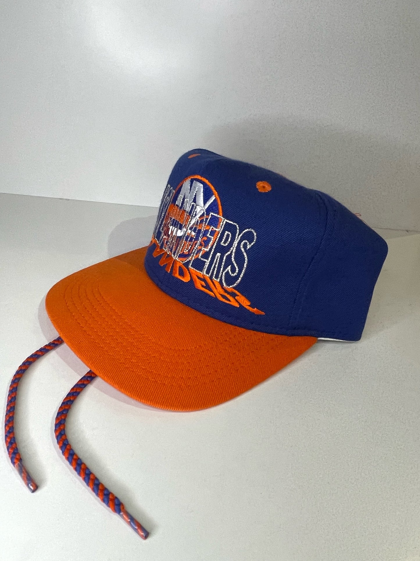 VINTAGE 90s NEW YORK ISLANDERS #1 APPAREL DRAWSTRING CAP HAT
