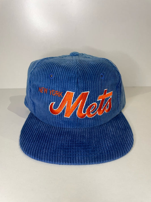 VINTAGE 80s NEW YORK METS TWINS CORDUROY SNAPBACK CAP HAT
