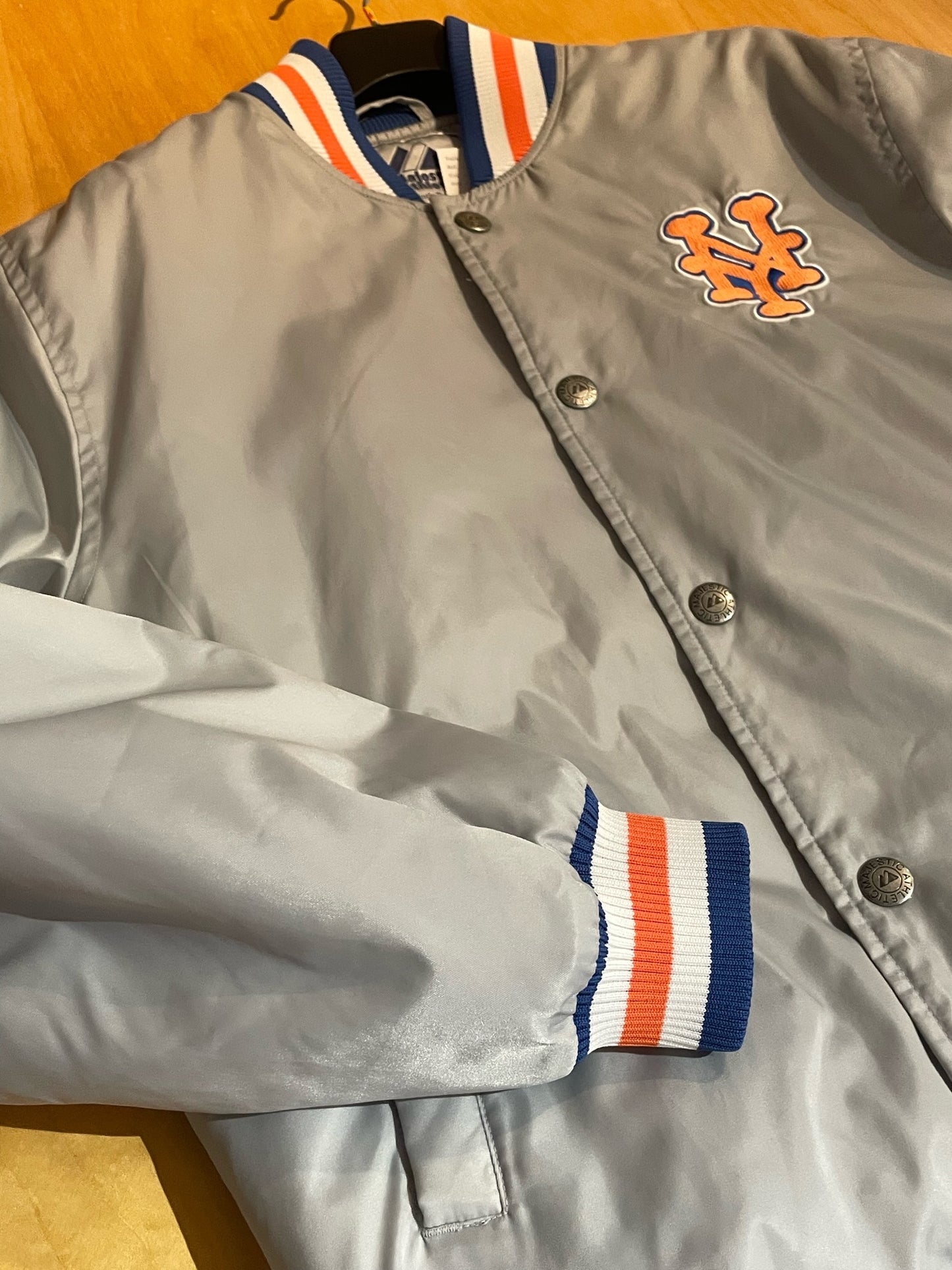 MAJESTIC NEW YORK METS MLB SATIN JACKET SZ: L