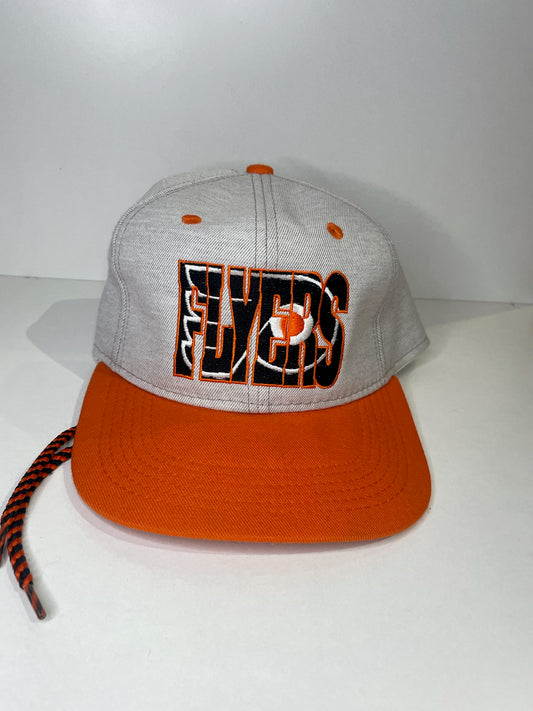 VINTAGE 90s PHILADELPHIA FLYERS #1 APPAREL DRAWSTRING CAP HAT