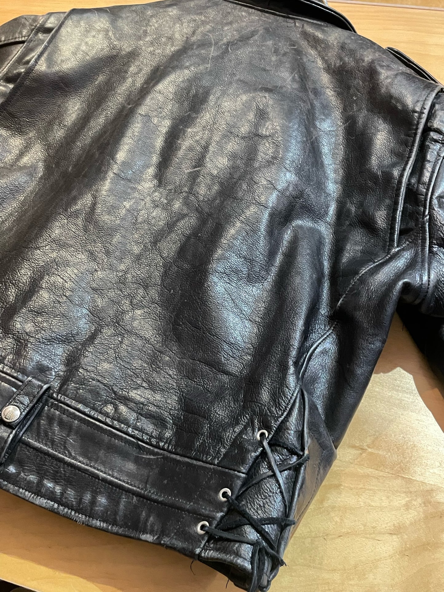 VINTAGE REDSKINS "RIDERS" MOTORCYCLE LEATHER JACKET SZ: XL