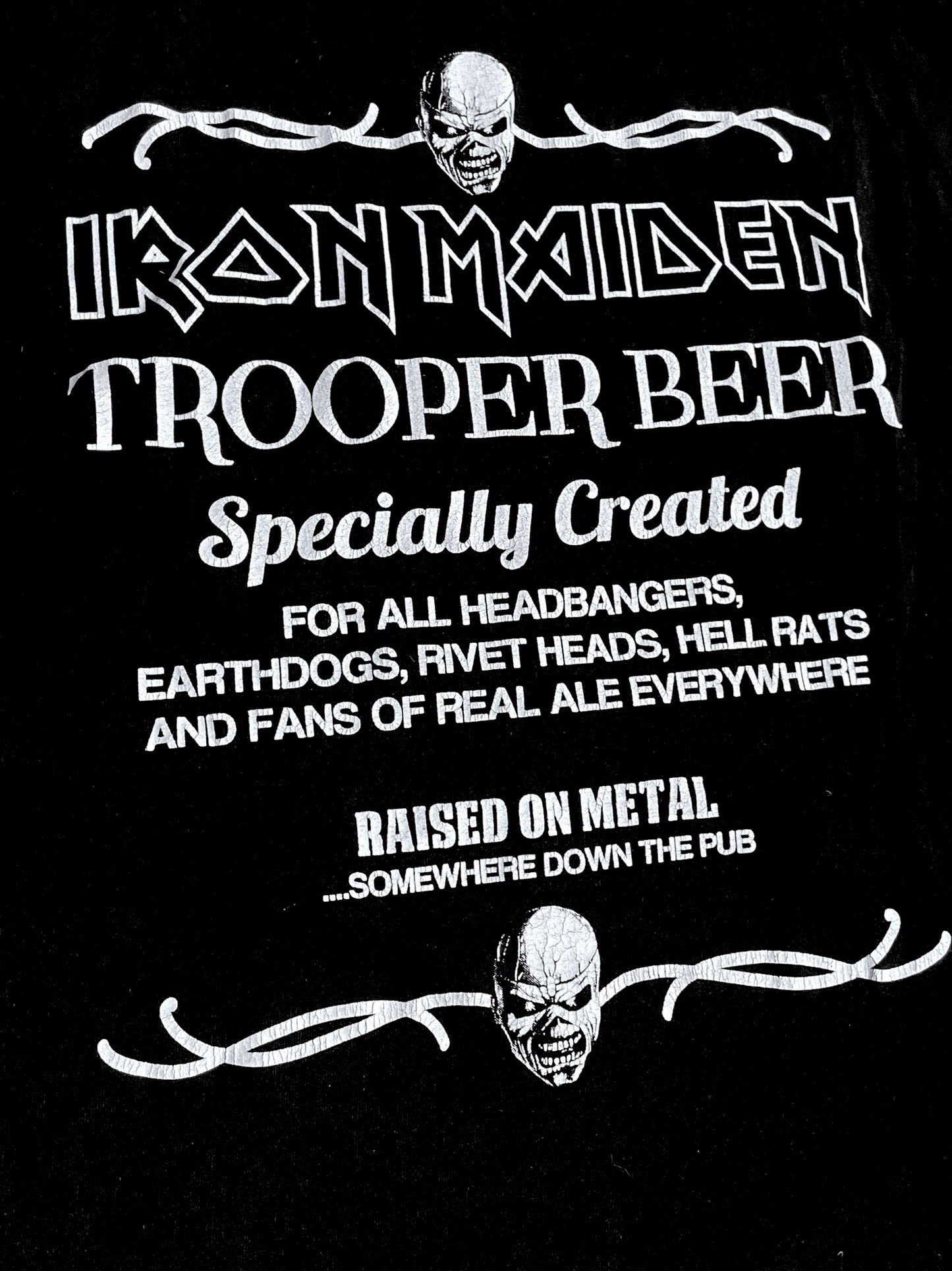 IRON MAIDEN "TROOPER BEER" MUSIC BAND T-SHIRT SZ: XL