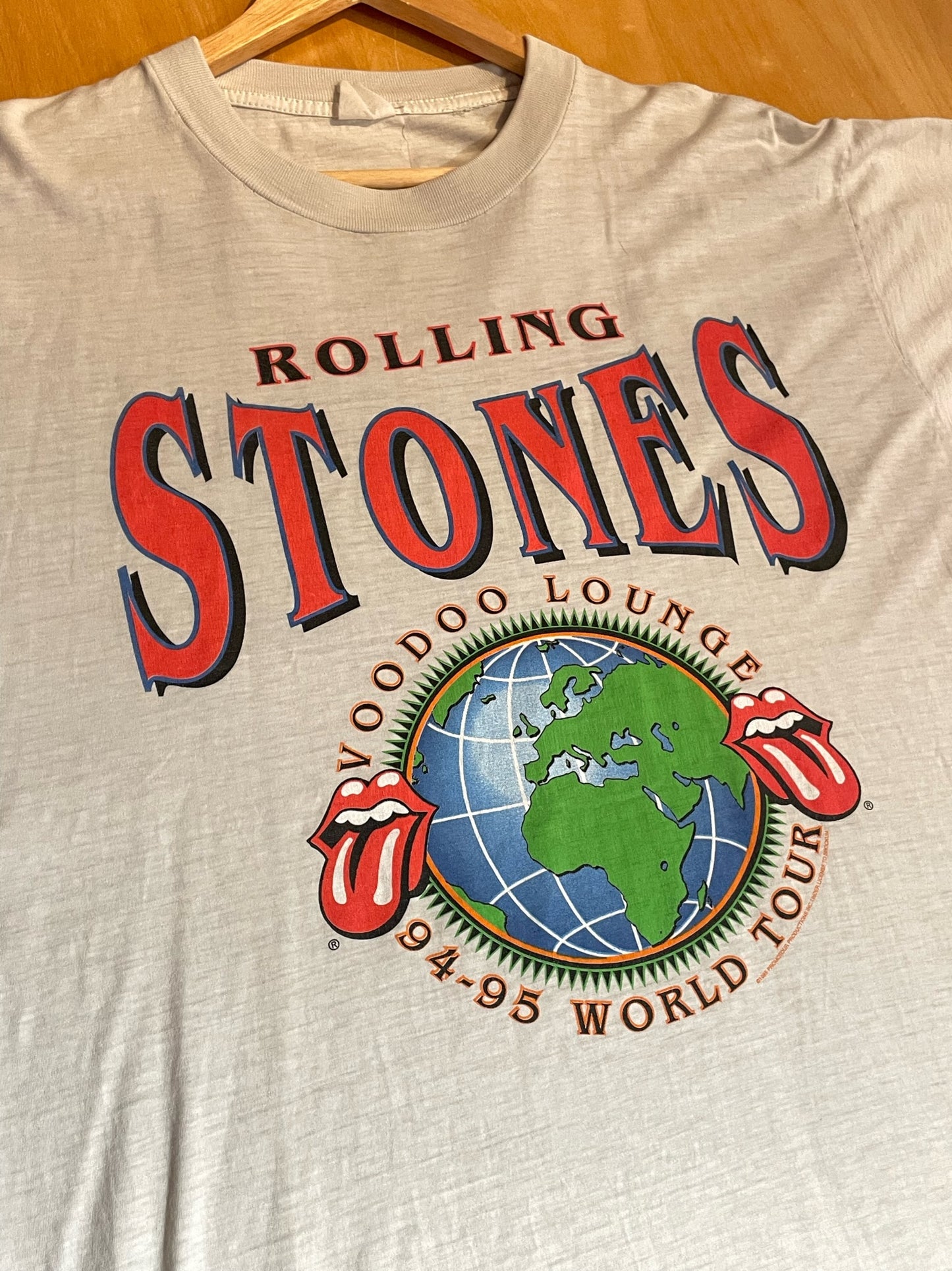 VINTAGE 90s ROLLING STONES "WORLD TOUR 94-95" MUSIC BAND T-SHIRT SZ: XL