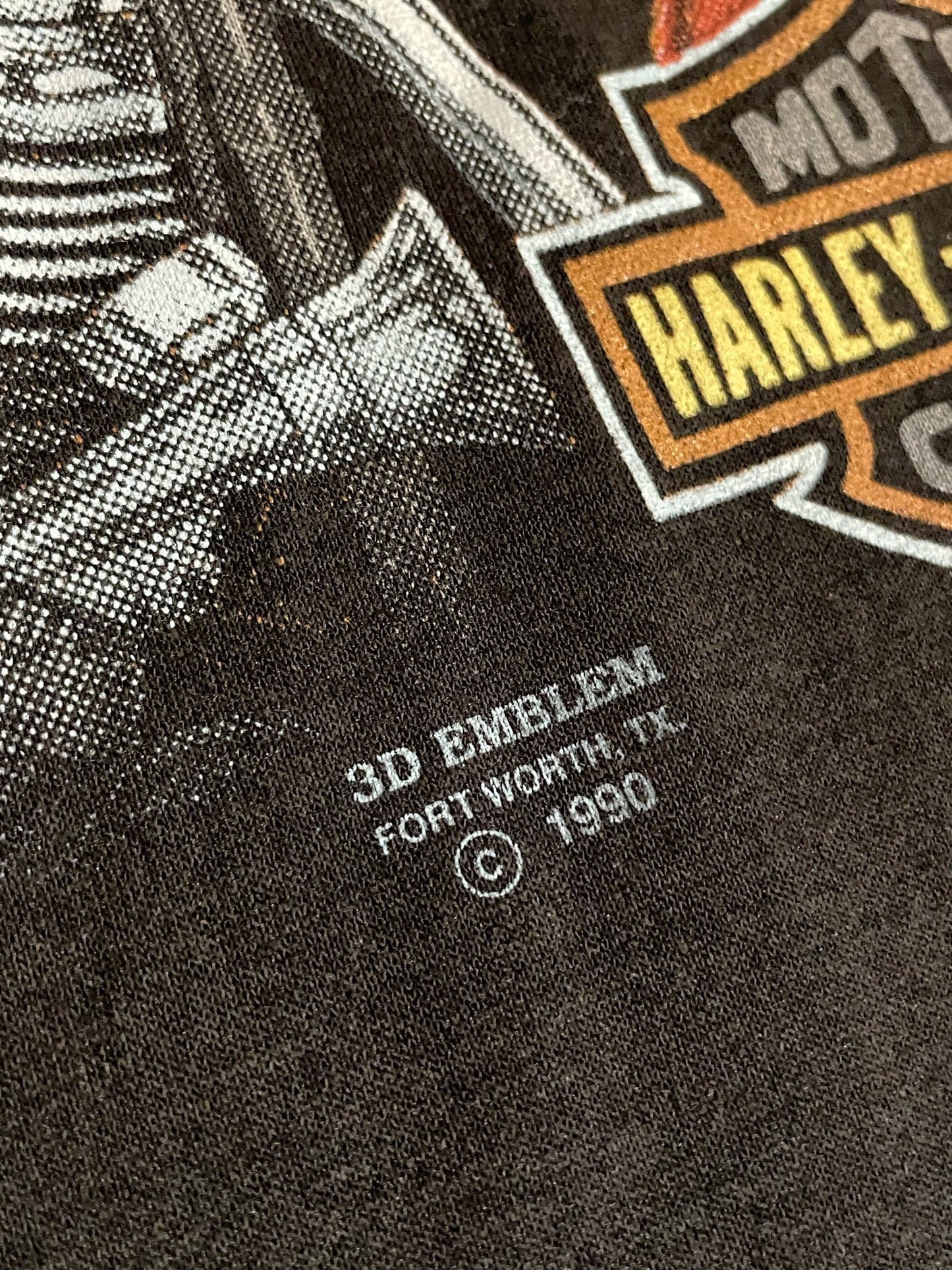 VINTAGE 1990 3D EMBLEM HARLEY DAVIDSON "PANHEAD FEVER" MOTORCYCLES T-SHIRT SZ: L
