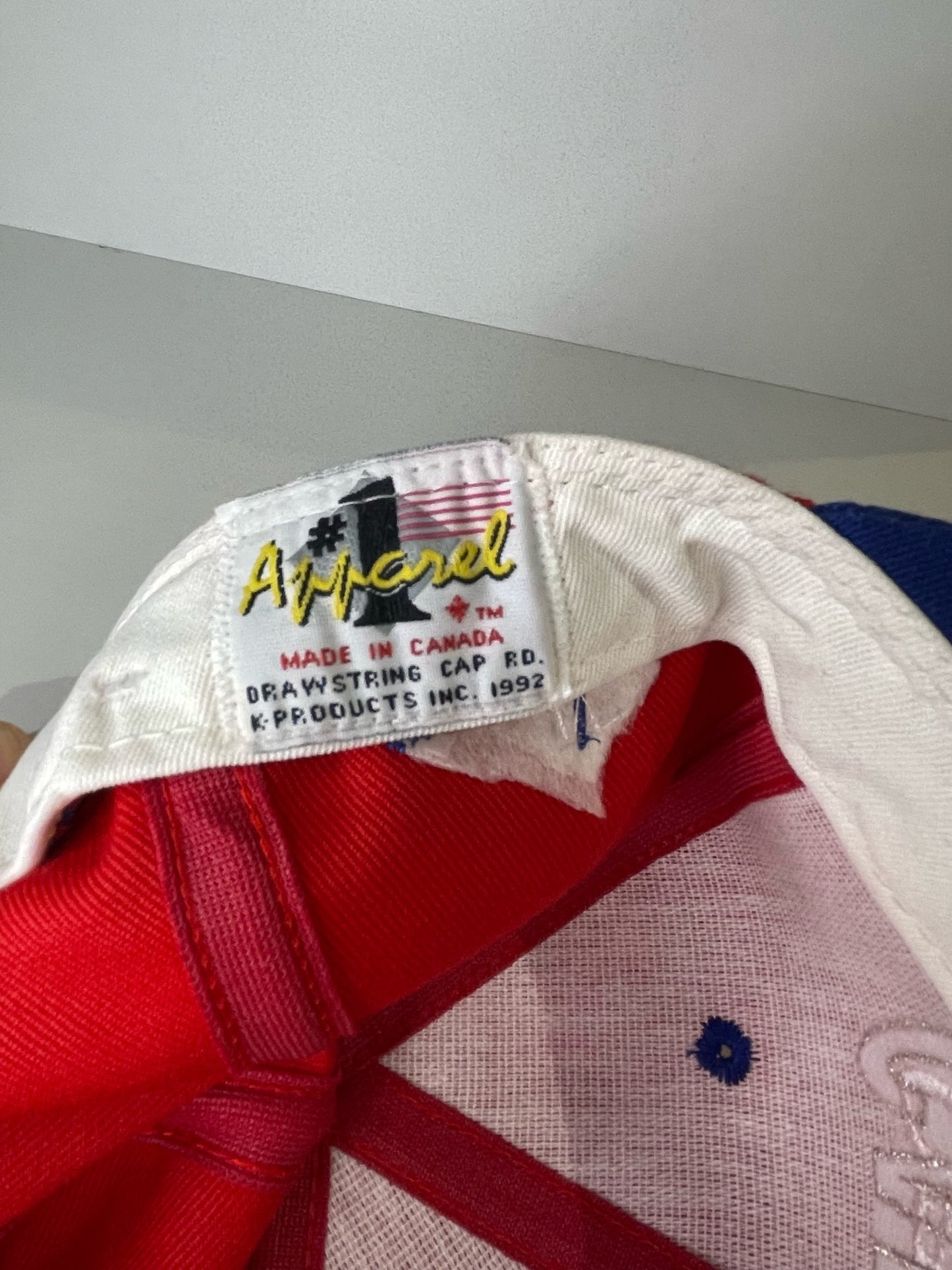 VINTAGE 90s WASHINGTON CAPITALS #1 APPAREL DRAWSTRING CAP HAT