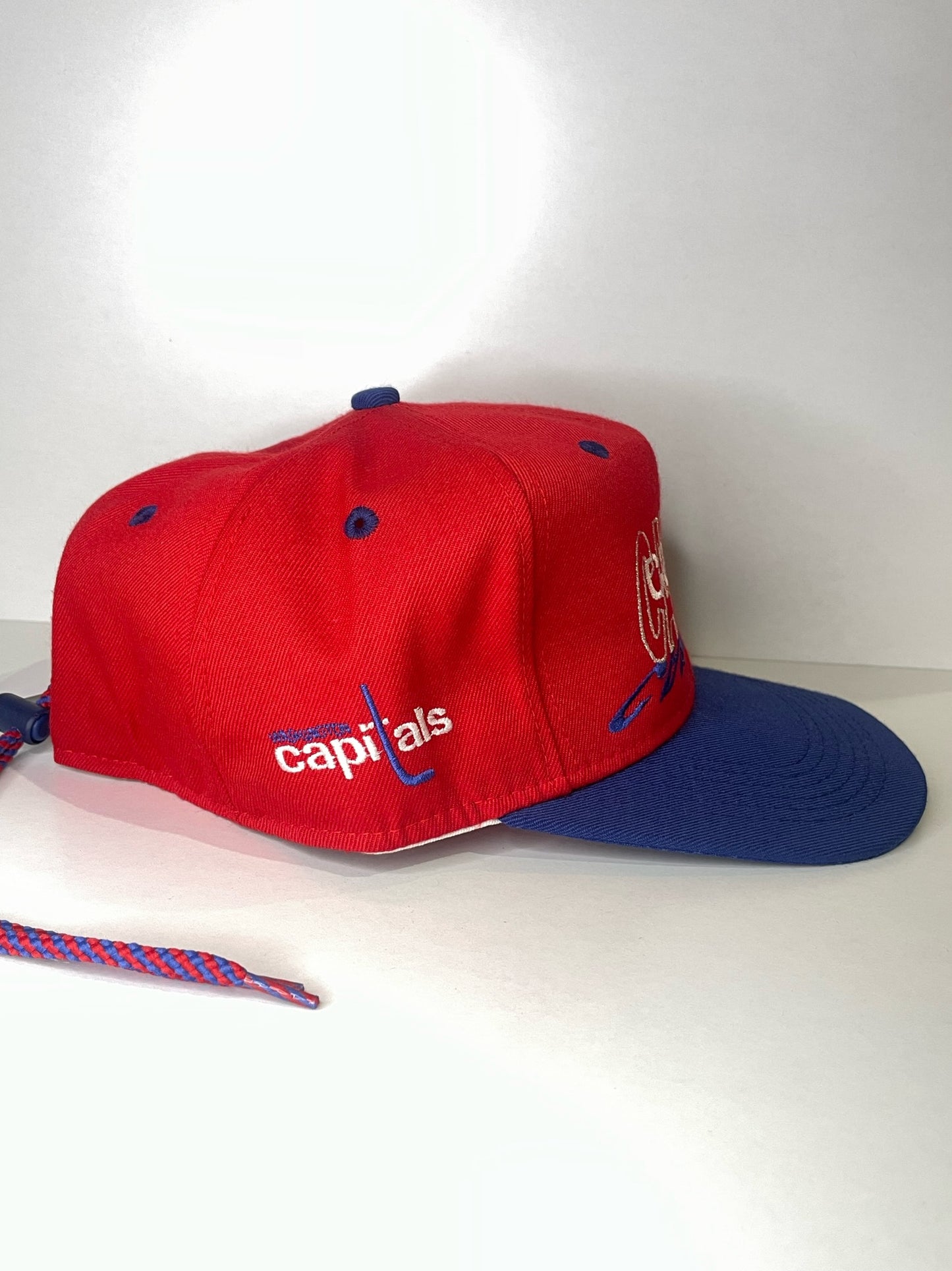 VINTAGE 90s WASHINGTON CAPITALS #1 APPAREL DRAWSTRING CAP HAT