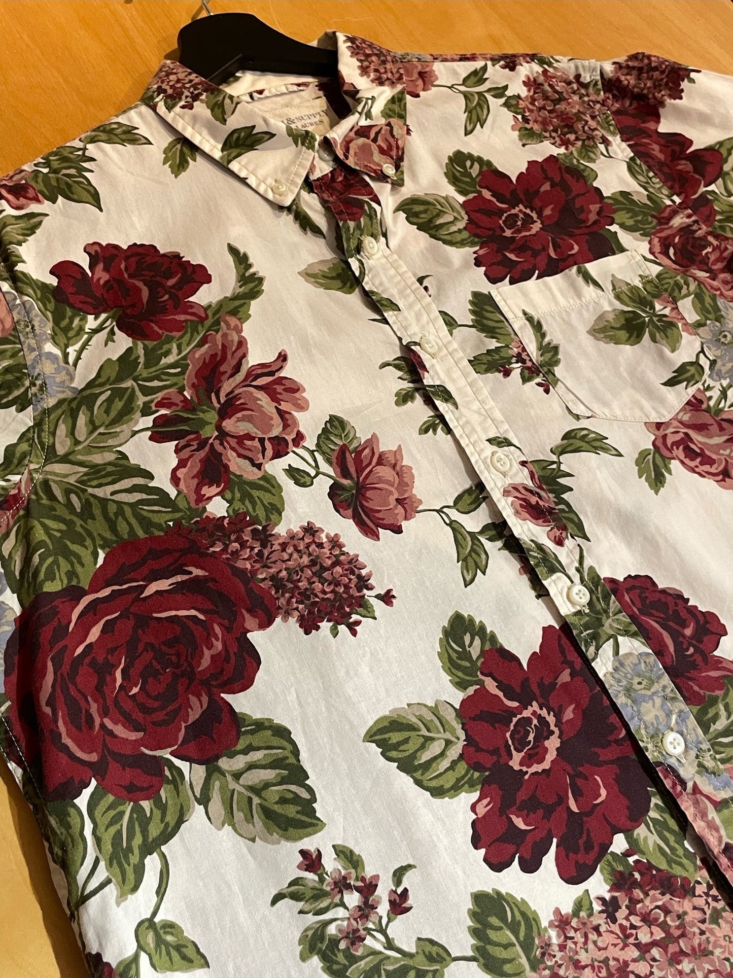 DENIM & SUPPLY RALPH LAUREN FLORAL SHORT SLEEVES SHIRT SZ: L