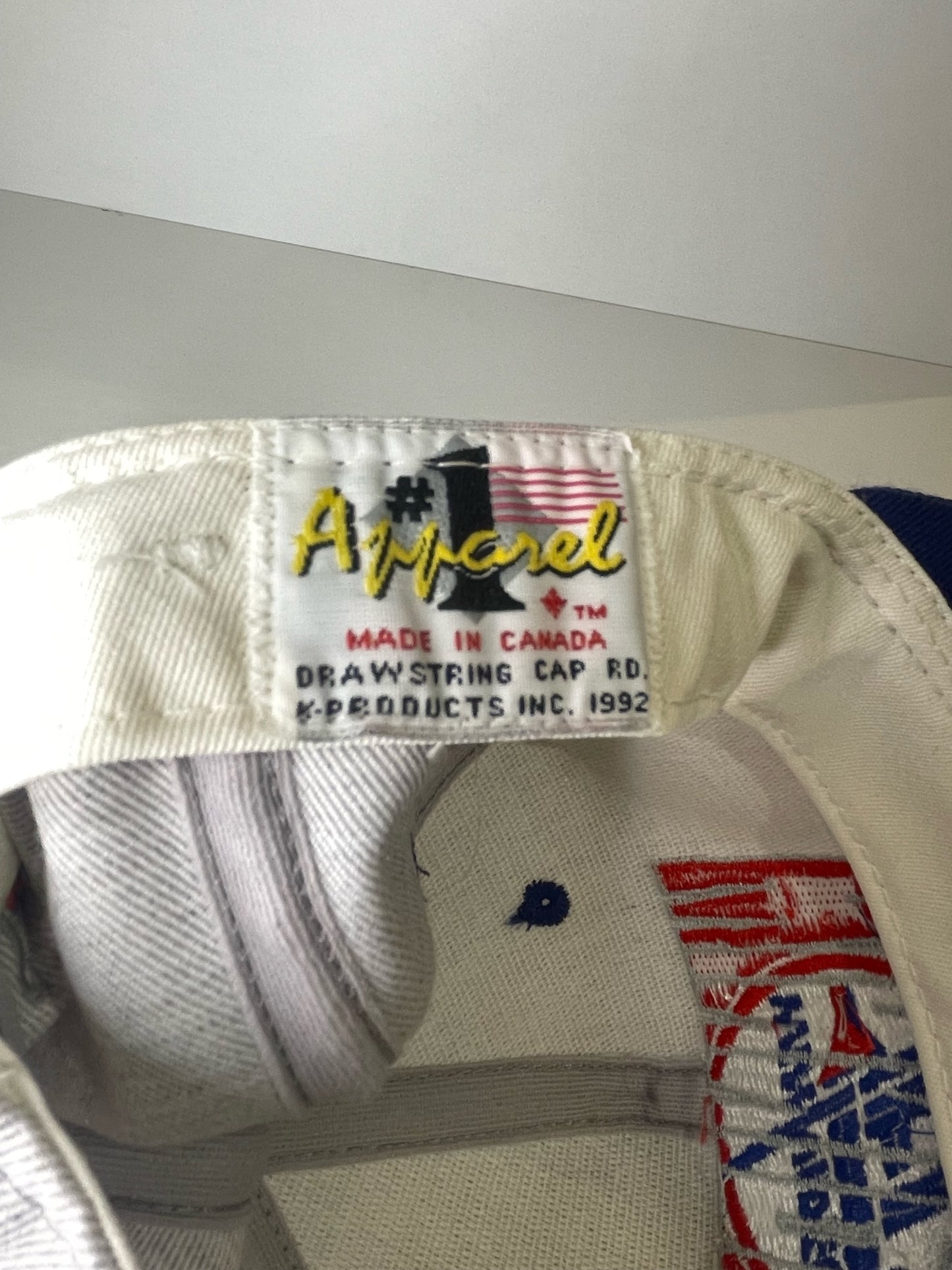 VINTAGE 90s WINNIPEG JETS #1 APPAREL DRAWSTRING CAP HAT