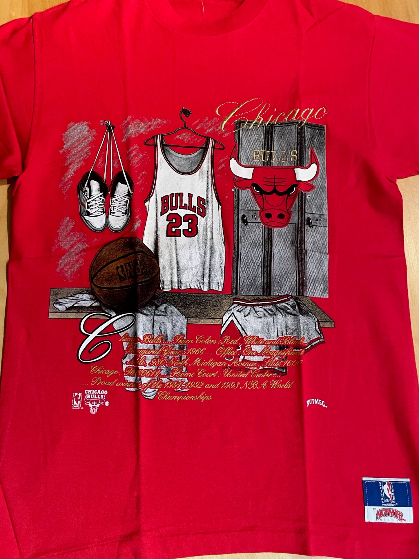 VINTAGE 90s NUTMEG CHICAGO BULLS "JORDAN" NBA T-SHIRT SZ: L
