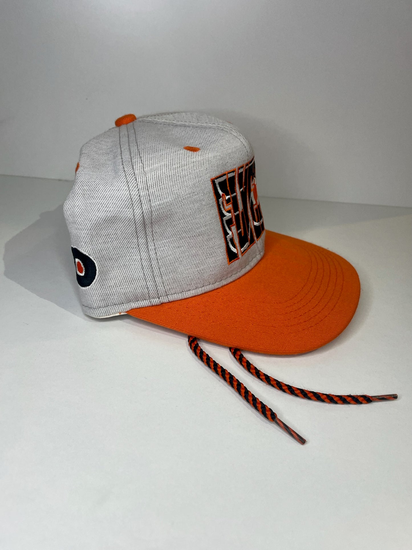 VINTAGE 90s PHILADELPHIA FLYERS #1 APPAREL DRAWSTRING CAP HAT