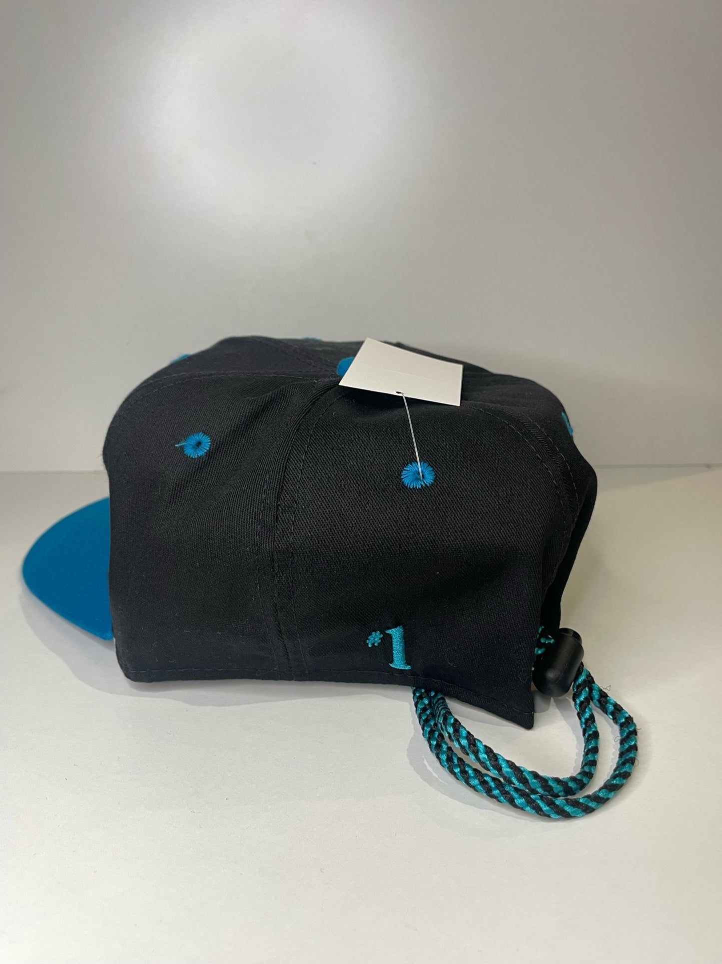 VINTAGE 90s SAN JOSE SHARKS #1 APPAREL DRAWSTRING CAP HAT