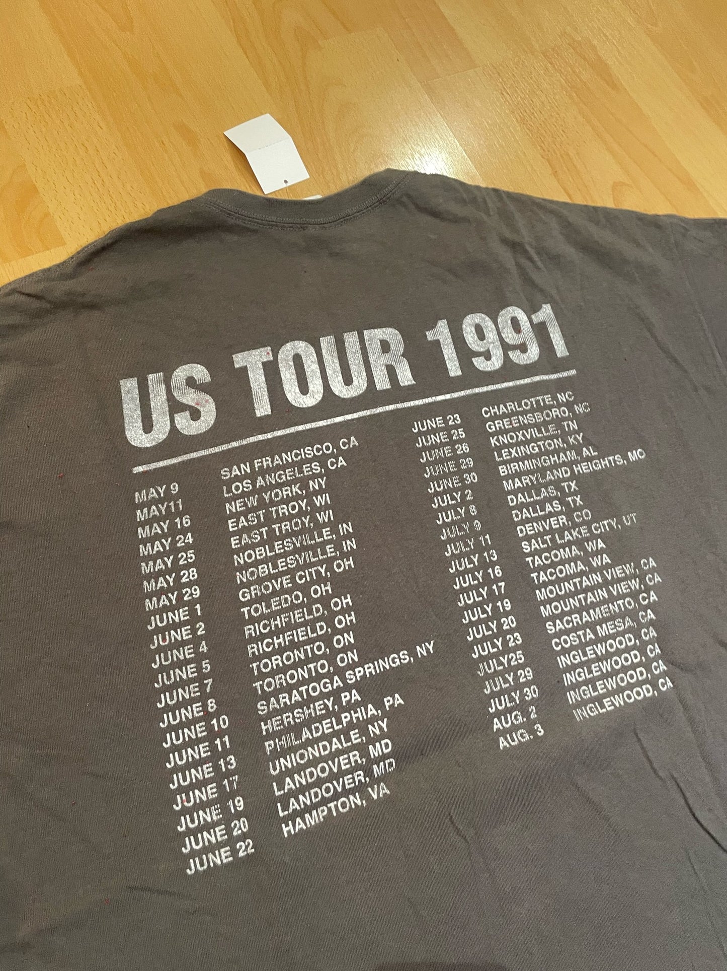 GUNS N ROSES "USE YOUR ILLUSION US TOUR 1991" MUSIC BAND T-SHIRT SZ: XXL