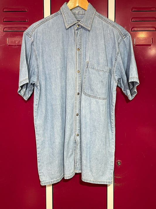 VINTAGE 90s BOXX DENIM SHORT SLEEVES SHIRT SZ: S = M