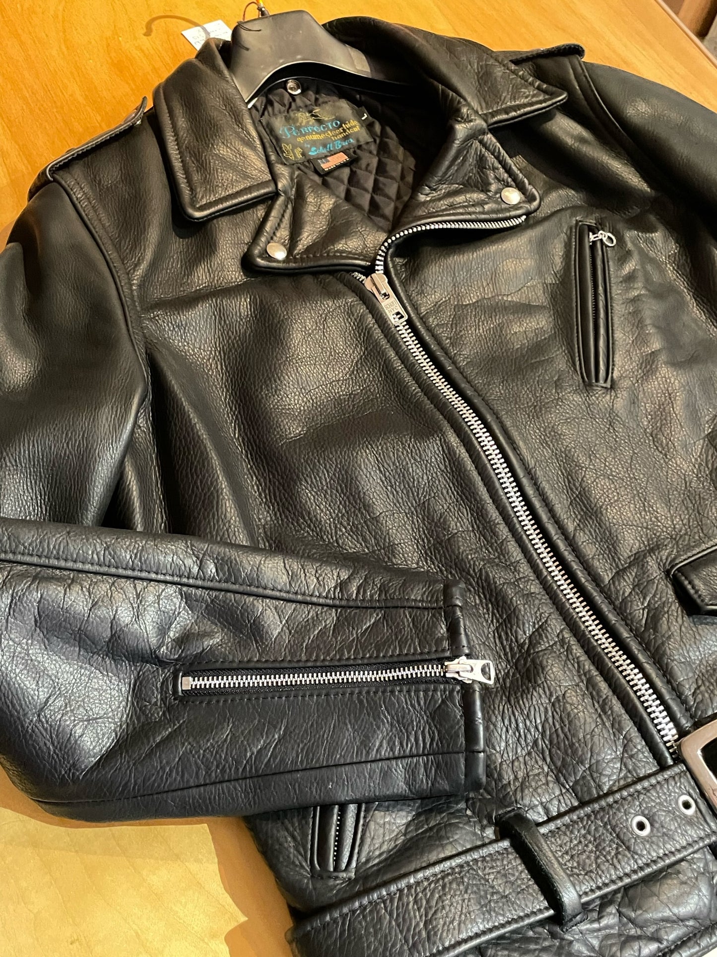 SCHOTT BROS. 519 PERFECTO "WAXY NATURAL COWHIDE 50'S" JACKET SZ: L