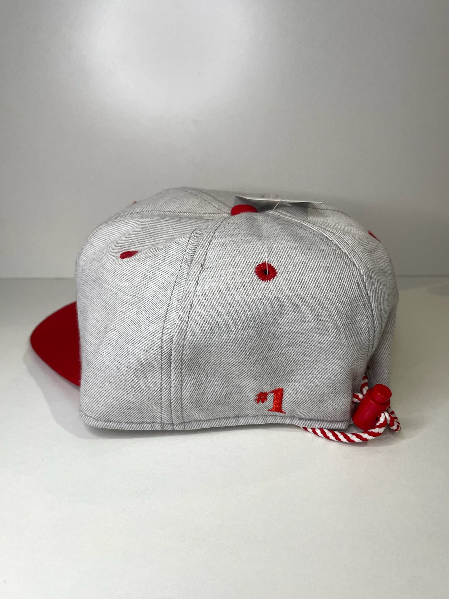 VINTAGE 90s DETROIT RED WINGS #1 APPAREL DRAWSTRING CAP HAT