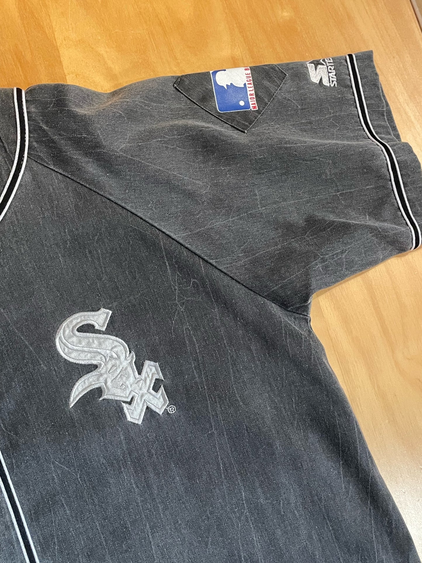 VINTAGE 90s STARTER CHICAGO WHITE SOX "DENIM" MLB BASEBALL JERSEY SZ: XL