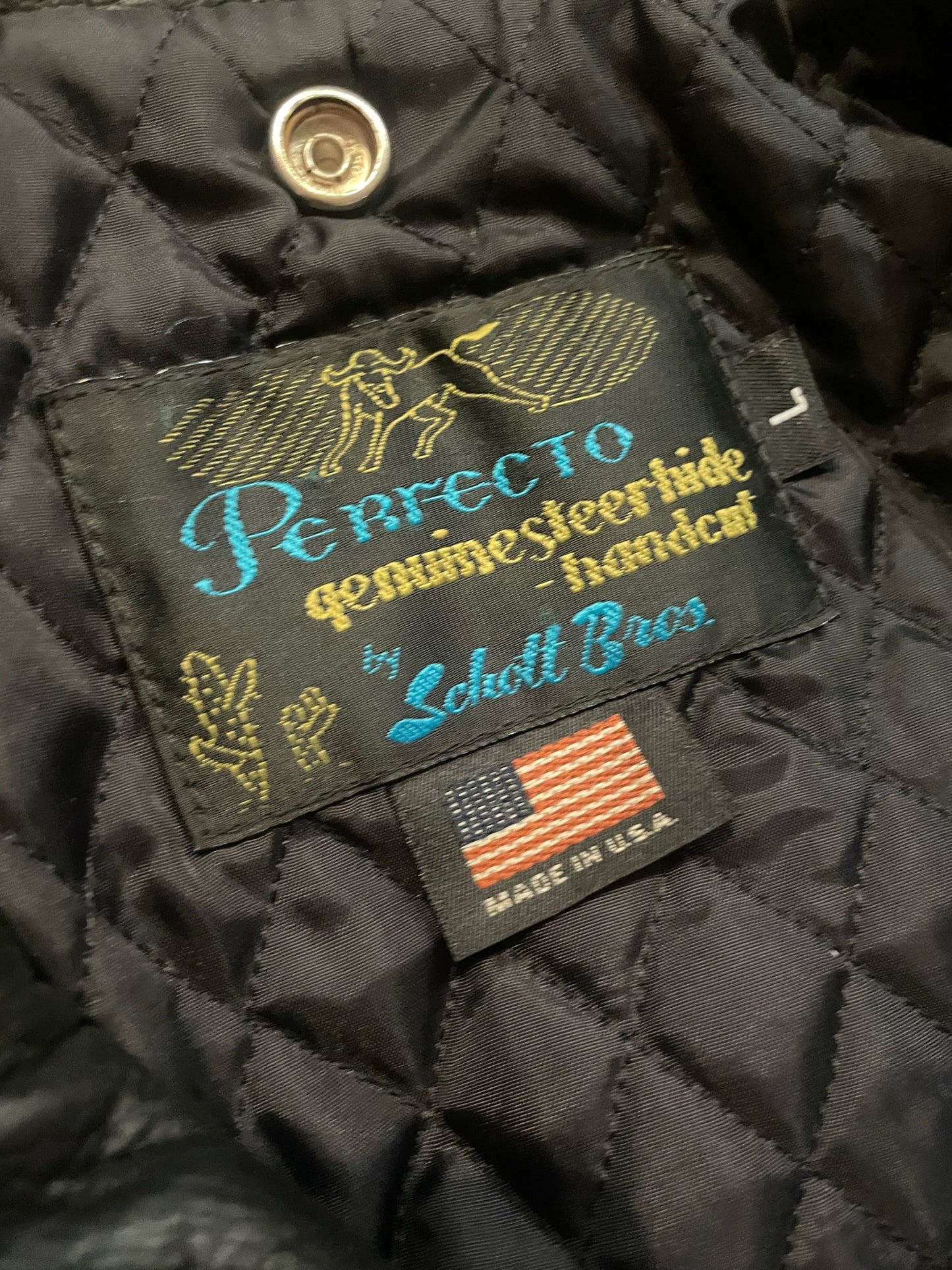 SCHOTT BROS. 519 PERFECTO "WAXY NATURAL COWHIDE 50'S" JACKET SZ: L