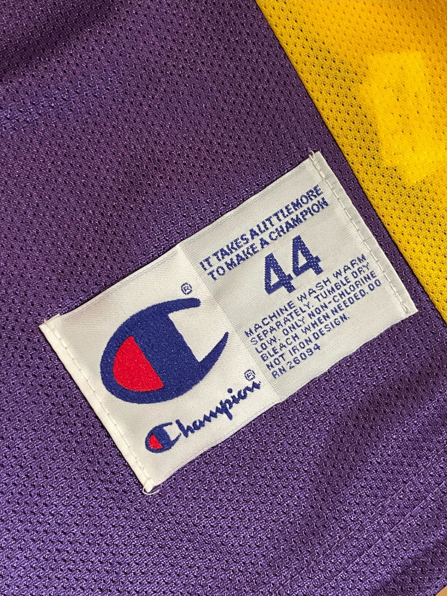 VINTAGE CHAMPION LOS ANGELES LAKERS "SHAQUILLE O'NEAL" NBA JERSEY SZ: 44