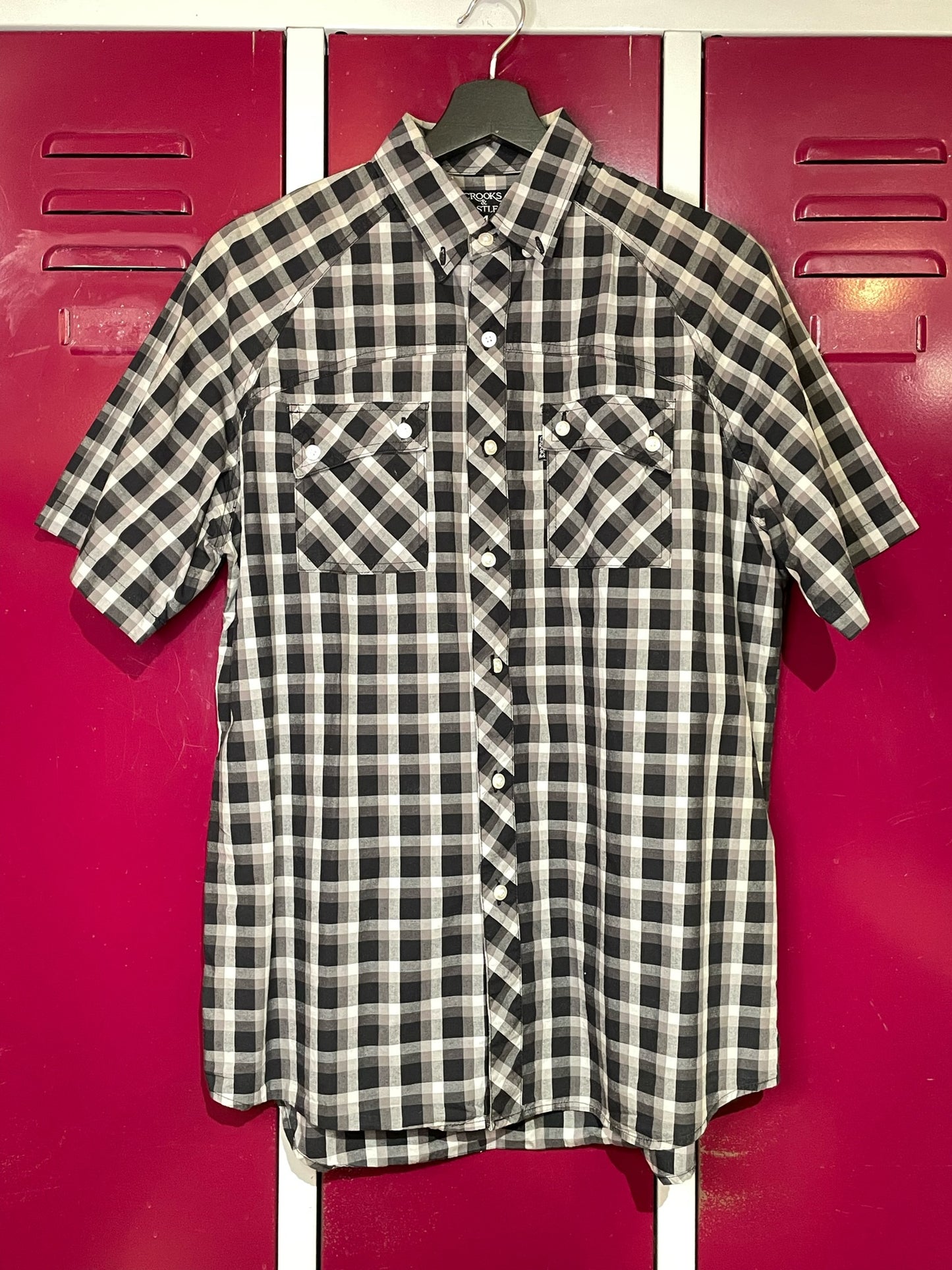 CROOKS & CASTLES CHECKED SHORT SLEEVES SHIRT SZ: M