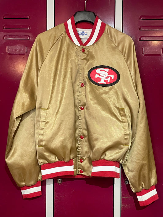 VINTAGE 90s CHALK LINE SAN FRANCISCO 49ERS SATIN JACKET  SZ: M
