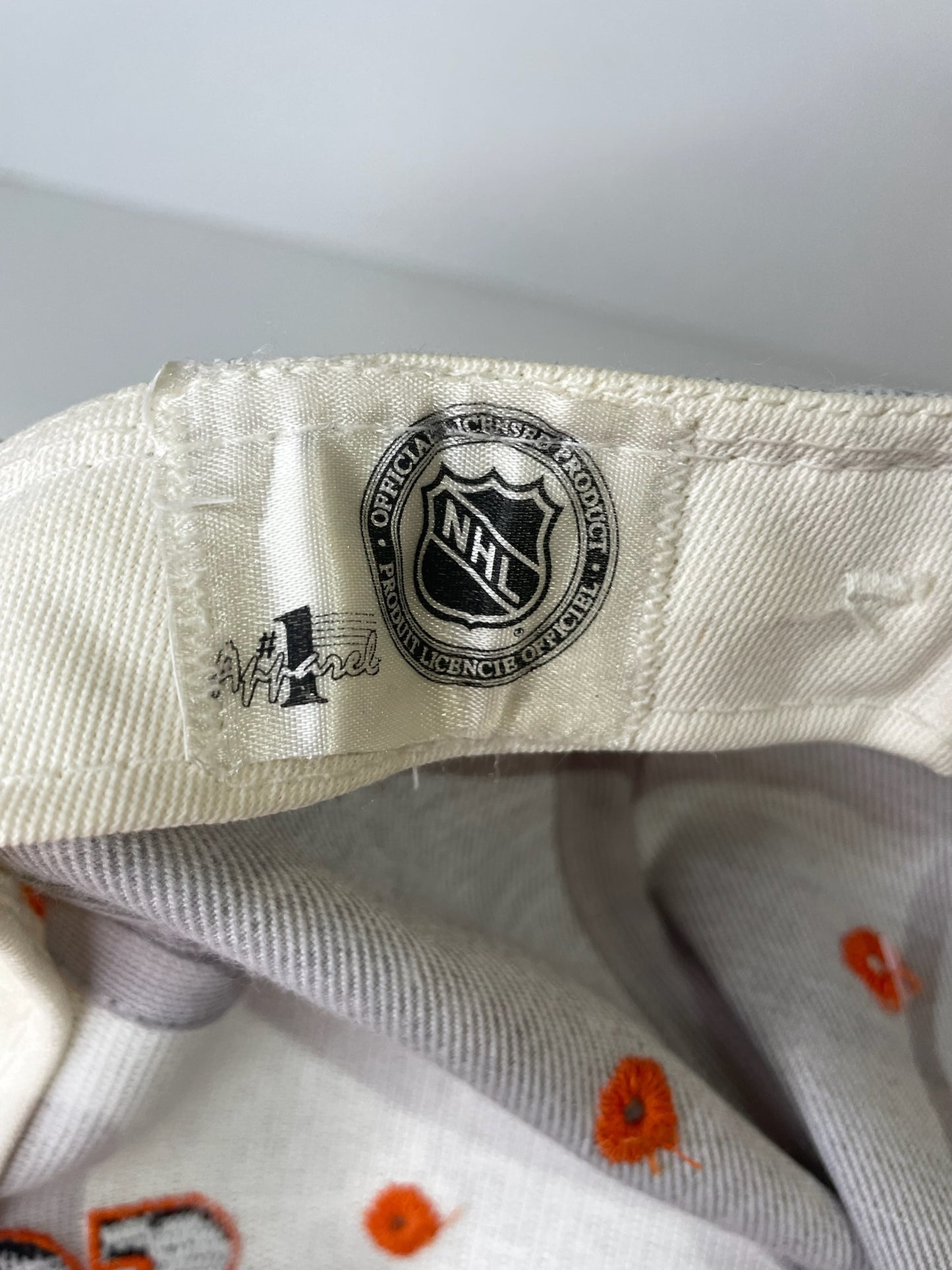 VINTAGE 90s PHILADELPHIA FLYERS #1 APPAREL DRAWSTRING CAP HAT