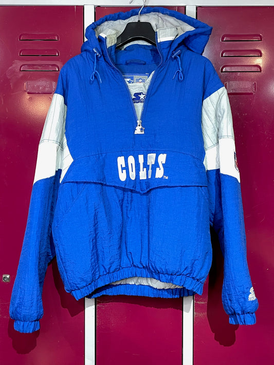 VINTAGE 90s STARTER INDIANAPOLIS COLTS NFL HALF ZIP JACKET  SZ: S