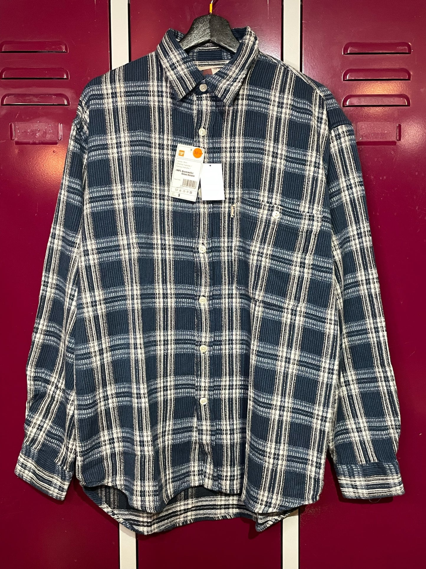 "DS" VINTAGE 90s CANVAS "COOP" CHECKED SHIRT SZ: S (Oversized)
