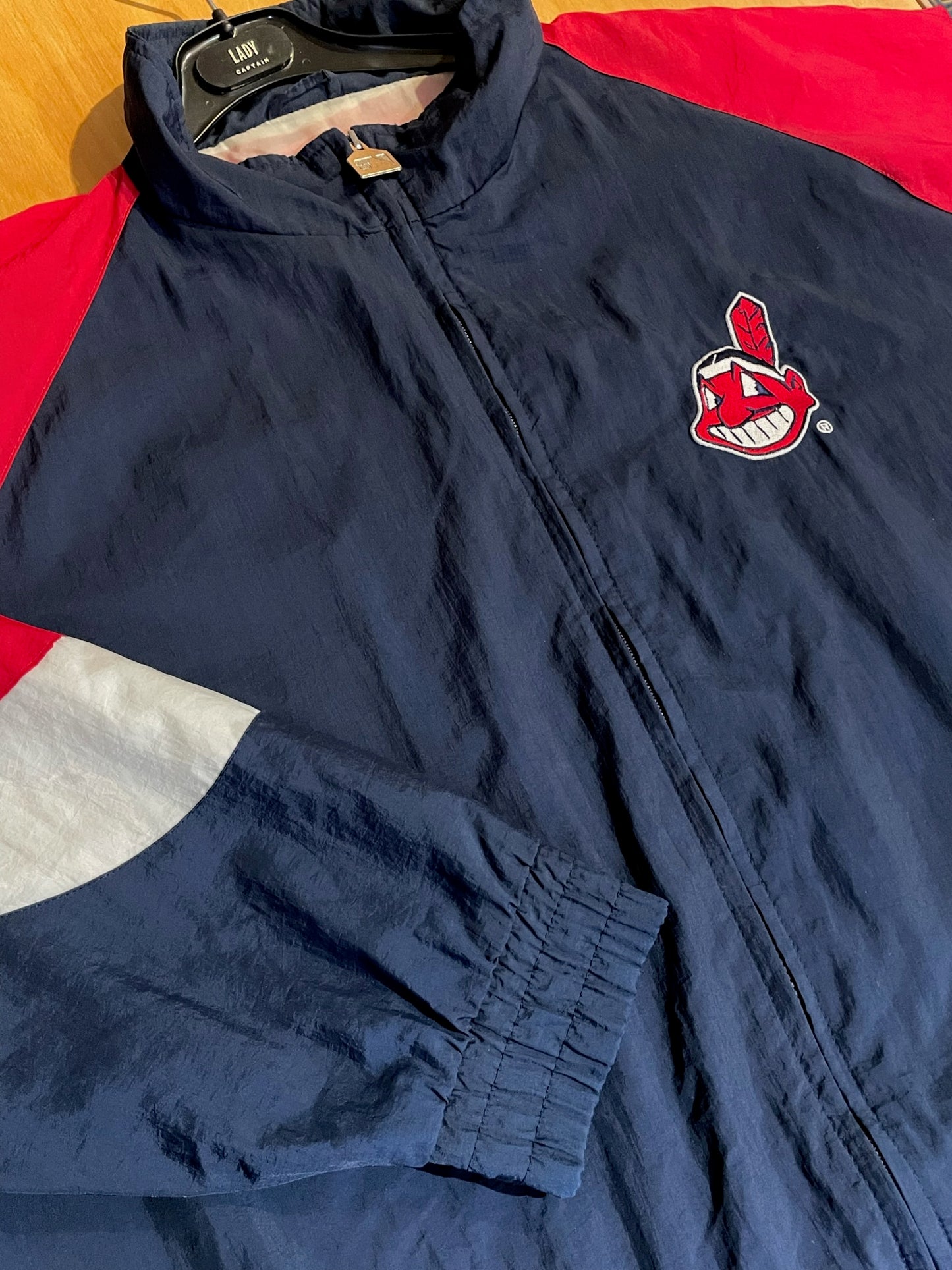 VINTAGE 90s LOGO 7 CLEVELAND INDIANS MLB SPORT JACKET  SZ: XL