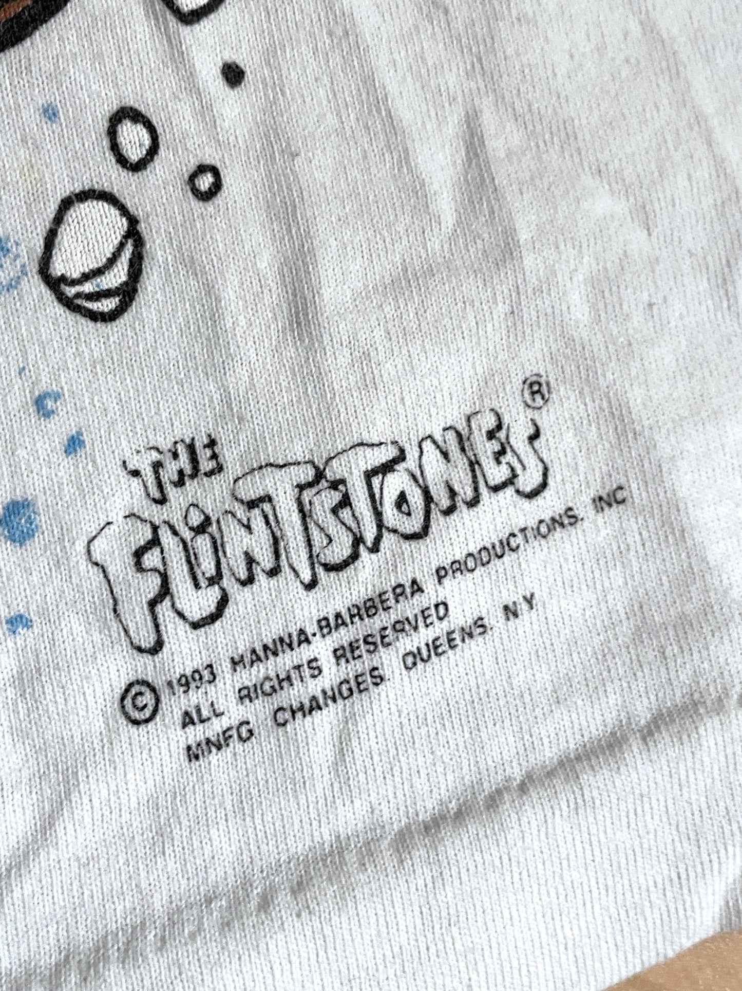 VINTAGE 1993 THE FLINTSTONES "FRED & BARNEY BIKER" T-SHIRT  SZ: L