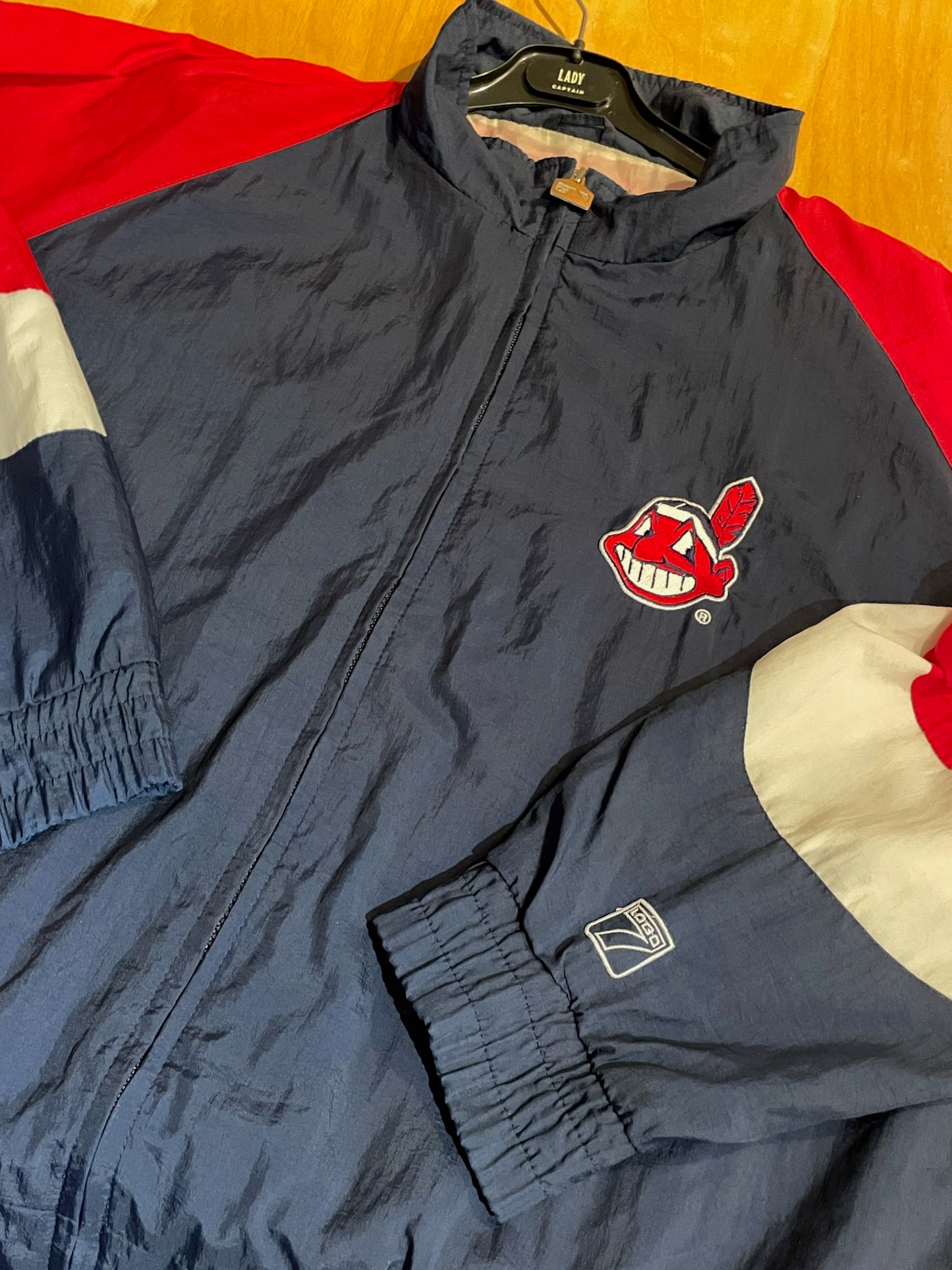 VINTAGE 90s LOGO 7 CLEVELAND INDIANS MLB SPORT JACKET  SZ: XL