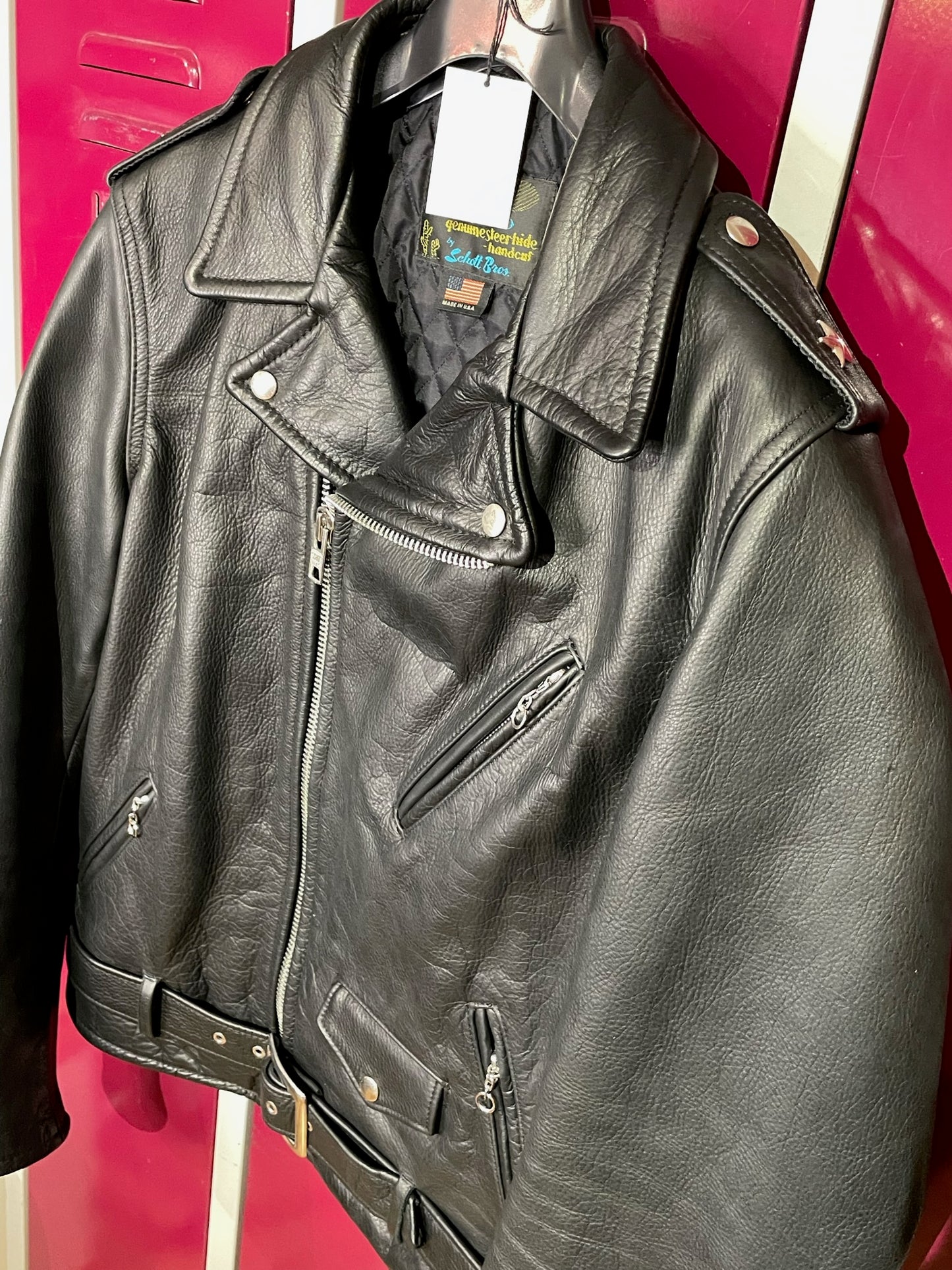 SCHOTT BROS. 519 PERFECTO "WAXY NATURAL COWHIDE 50'S" JACKET SZ: L