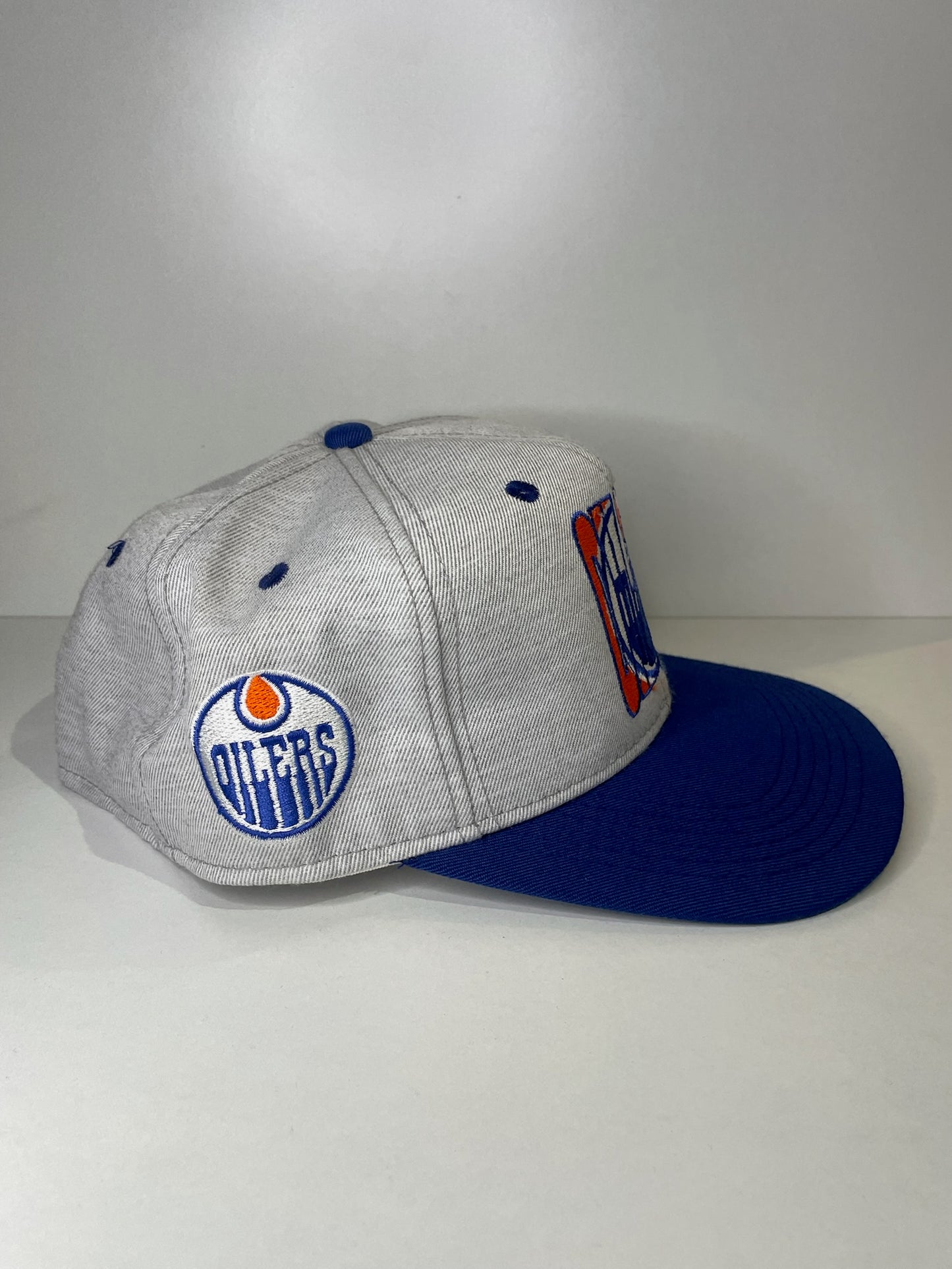 VINTAGE 90s EDMONTON OILERS #1 APPAREL DRAWSTRING CAP HAT