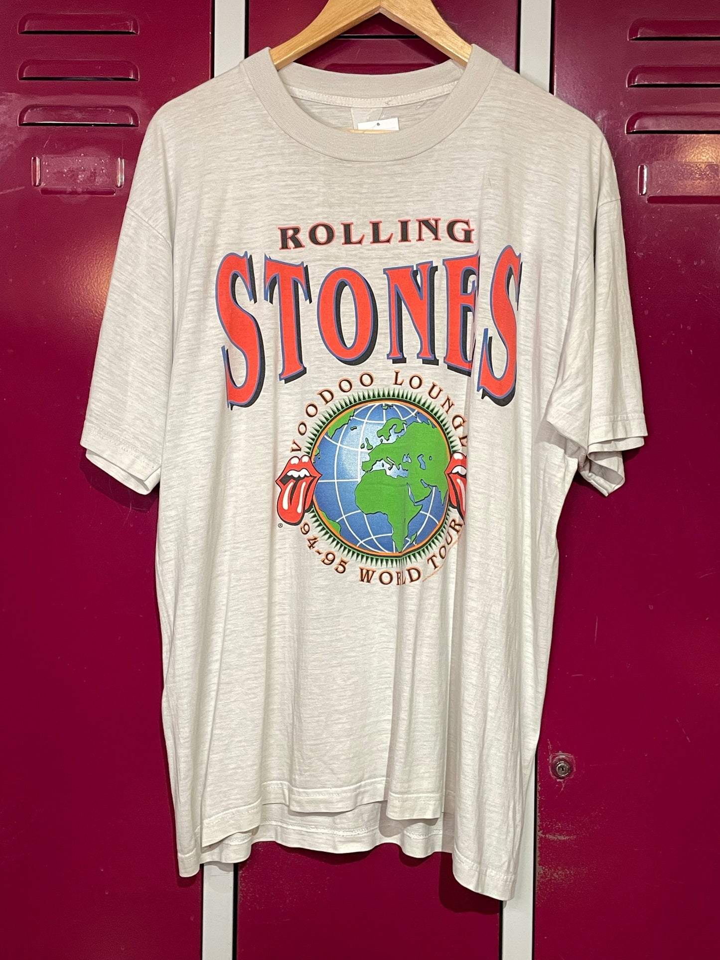 VINTAGE 90s ROLLING STONES "WORLD TOUR 94-95" MUSIC BAND T-SHIRT SZ: XL