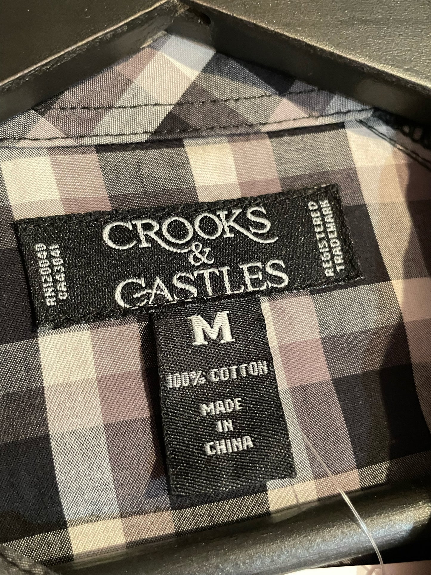 CROOKS & CASTLES CHECKED SHORT SLEEVES SHIRT SZ: M