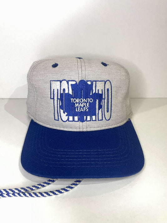 VINTAGE 90s TORONTO MAPLE LEAFS #1 APPAREL DRAWSTRING CAP HAT