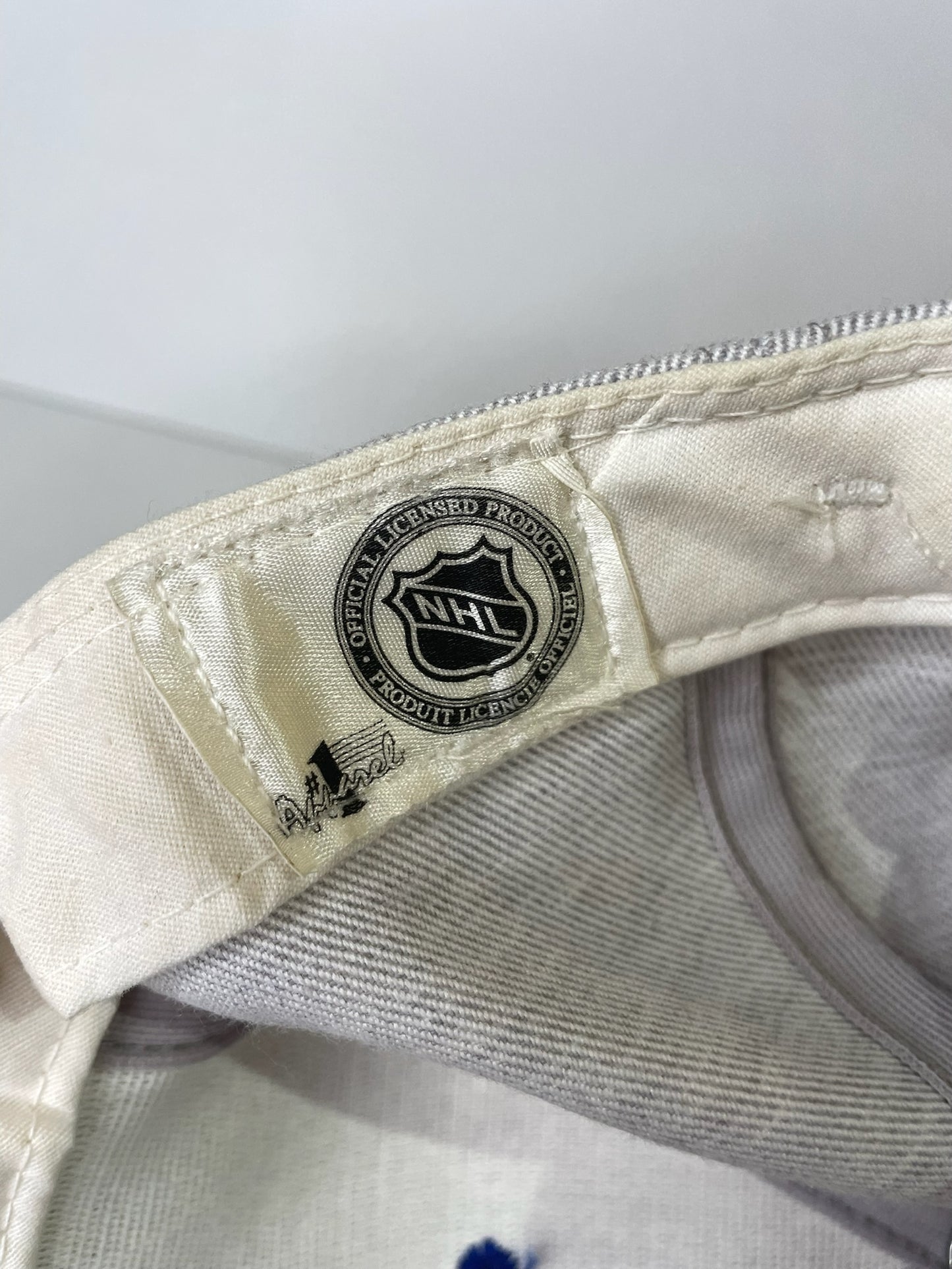 VINTAGE 90s TORONTO MAPLE LEAFS #1 APPAREL DRAWSTRING CAP HAT