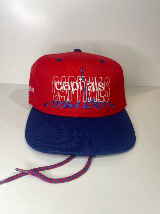 VINTAGE 90s WASHINGTON CAPITALS #1 APPAREL DRAWSTRING CAP HAT