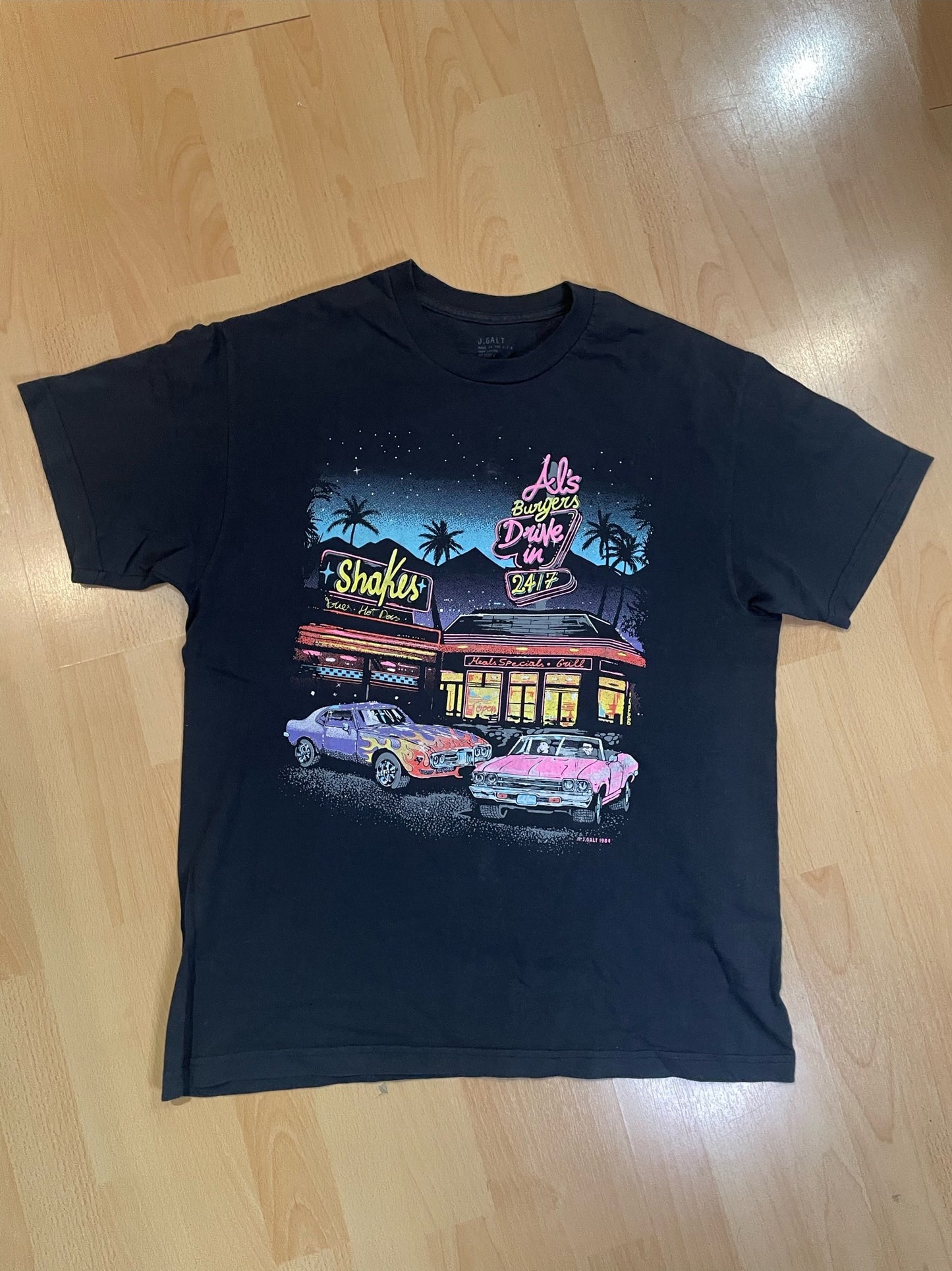 ROAD DINER J.GALT AMERICAN CAR RACING T-SHIRT SZ: ONE SIZE = L