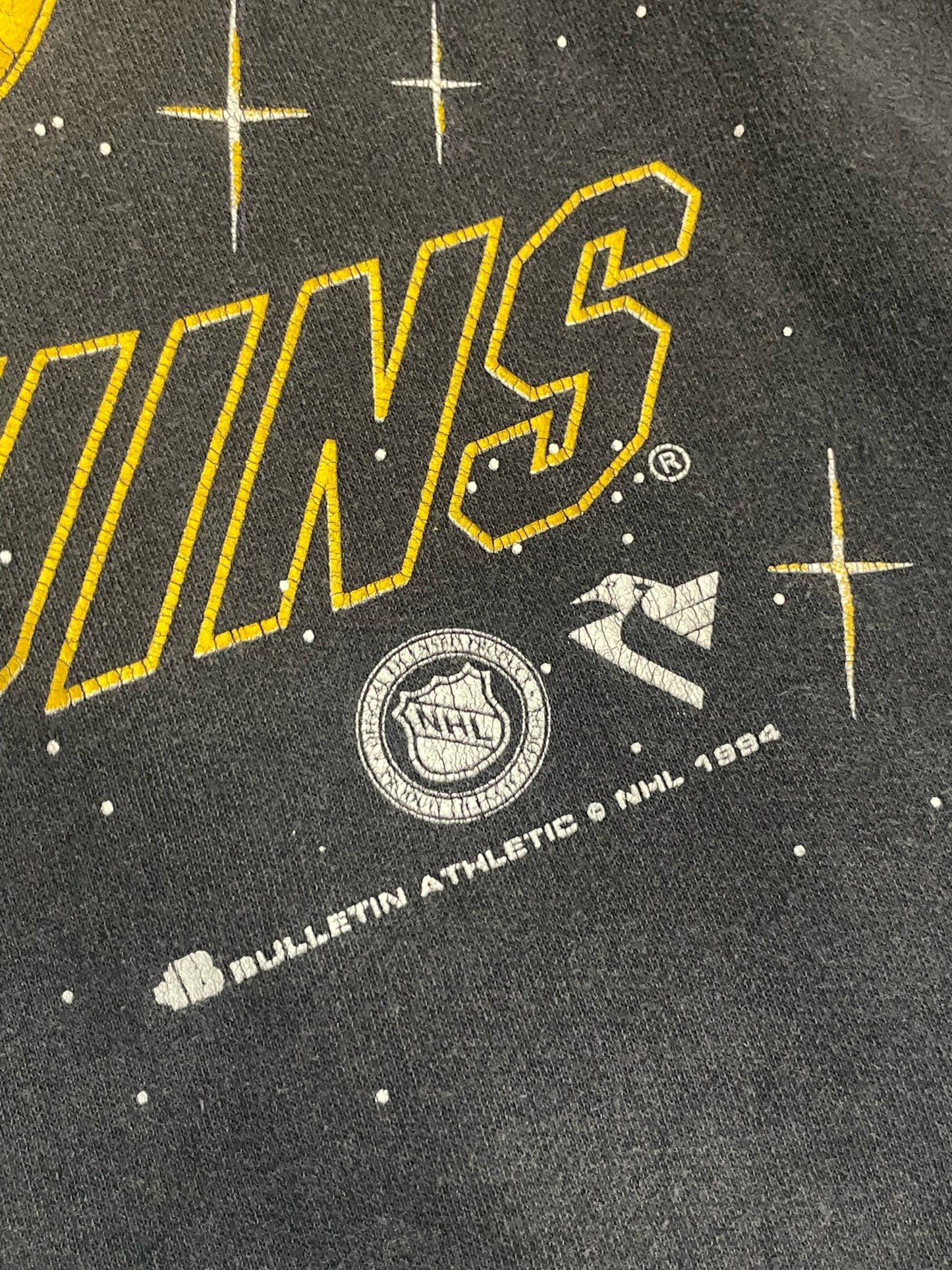 VINTAGE 1994 BULLETIN ATHLETIC PITTSBURGH PENGUINS NHL HOCKEY CREWNECK SWEATSHIRT SZ: 2 = XL